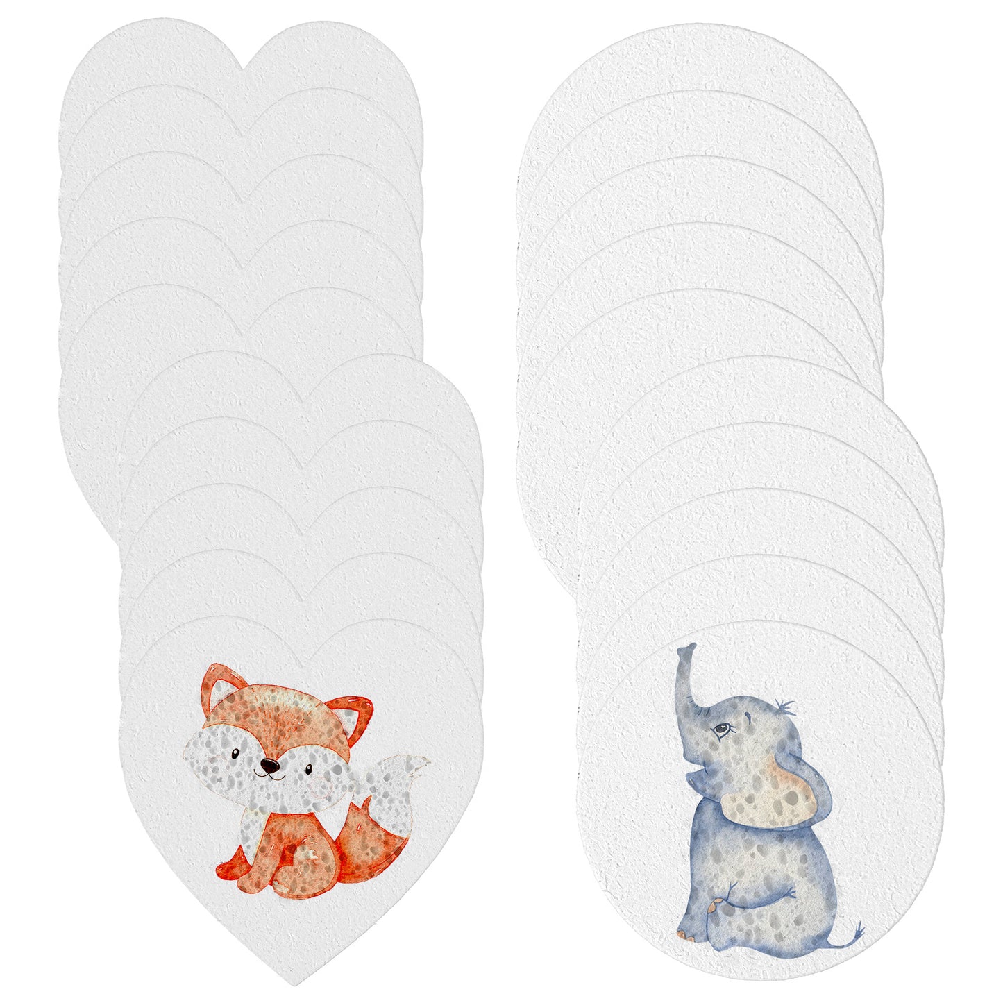 20 PCS Foam Texture Paper 2.56"X 2.56" Foam Texture Painting Kit DIY 3D Drawing Paper Puffy Paint Heart Round Blank Painting for Acrylics Drawing Coloring Arts Crafts Doodling