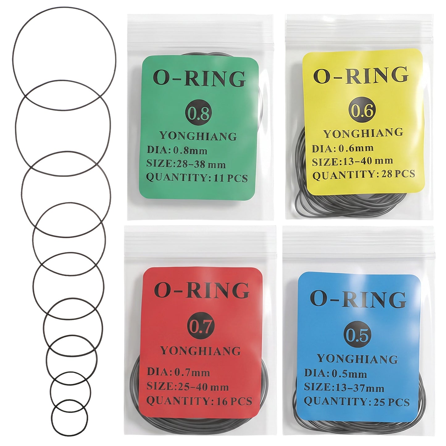 RAHHLIZS 80pcs Watch Gaskets O Ring 0.5 0.6 0.7 0.8 Mm Wristwatch O-Ring Watches Gaskets Rubber Seal Assorted Watch Back Gasket Replacement O Rings for Repair Accessories Parts