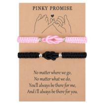 Nogeqi 2 Pcs Matching Couple Bracelets, Love Knot Bracelets for Couples, Long Distance Relationship Gifts for Girlfriend Boyfriend Friendship Relationship Christmas Anniversary(Pink Black)