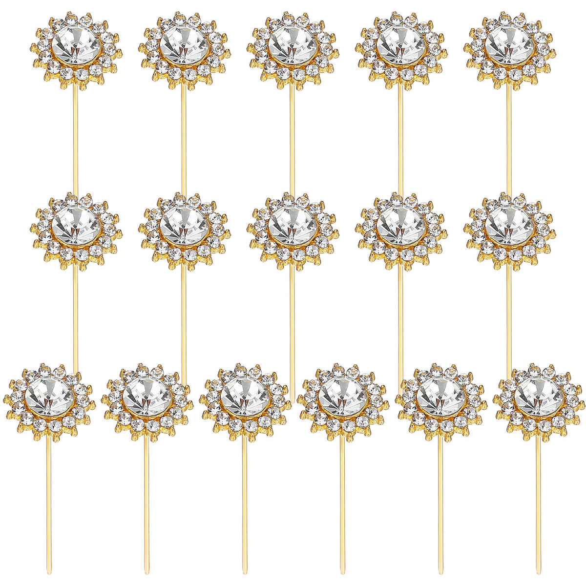 Mabor 16Pcs Diamond Pins for Bouquets, Rhinestone Flower Head Pins