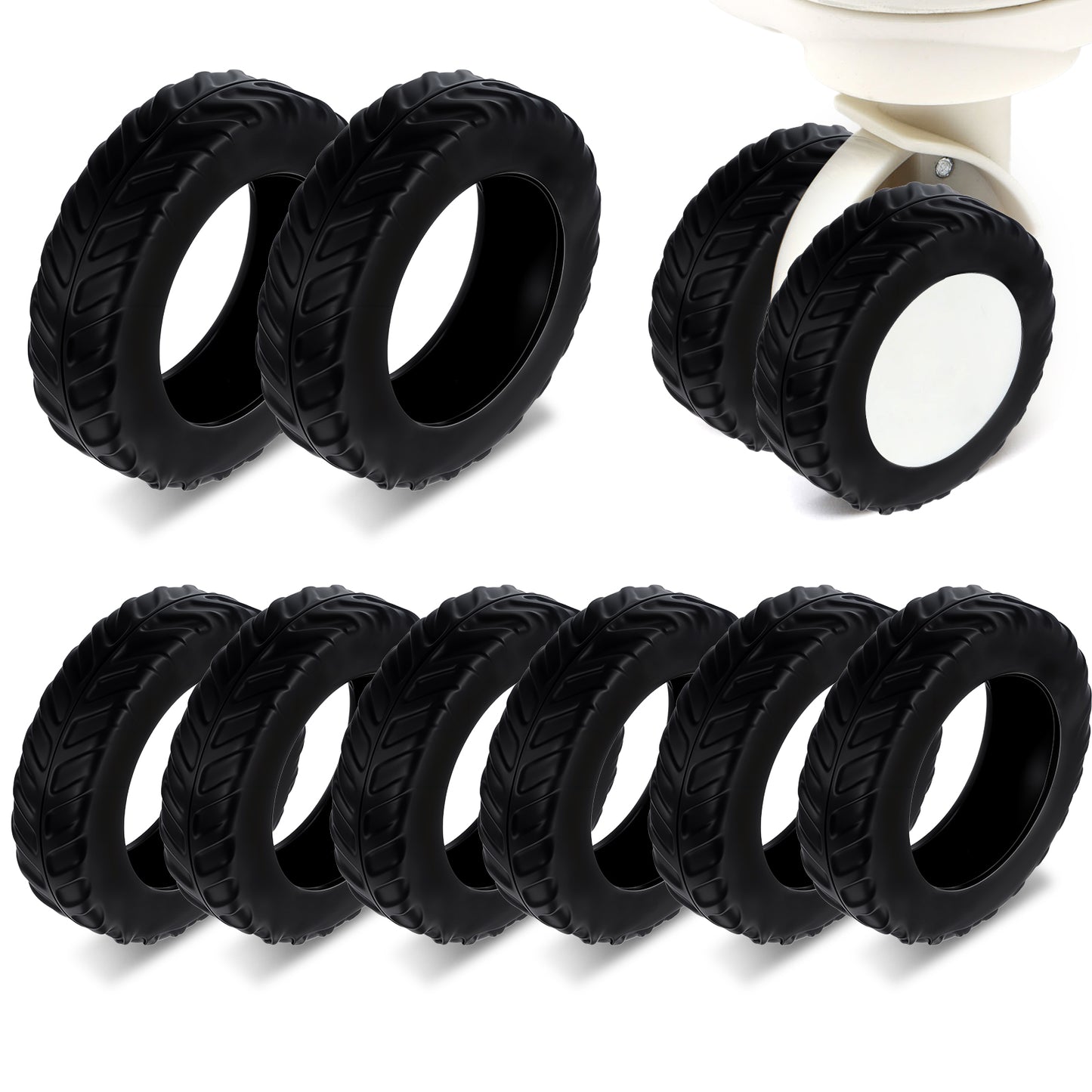 Ymapinc 8Pcs Luggage Wheel Covers, Suitcase Wheel Protectors for 2-2.4'' Wheels, Carry On Travel Luggages Replacement Accessories, Anti Slip, Silicone Black