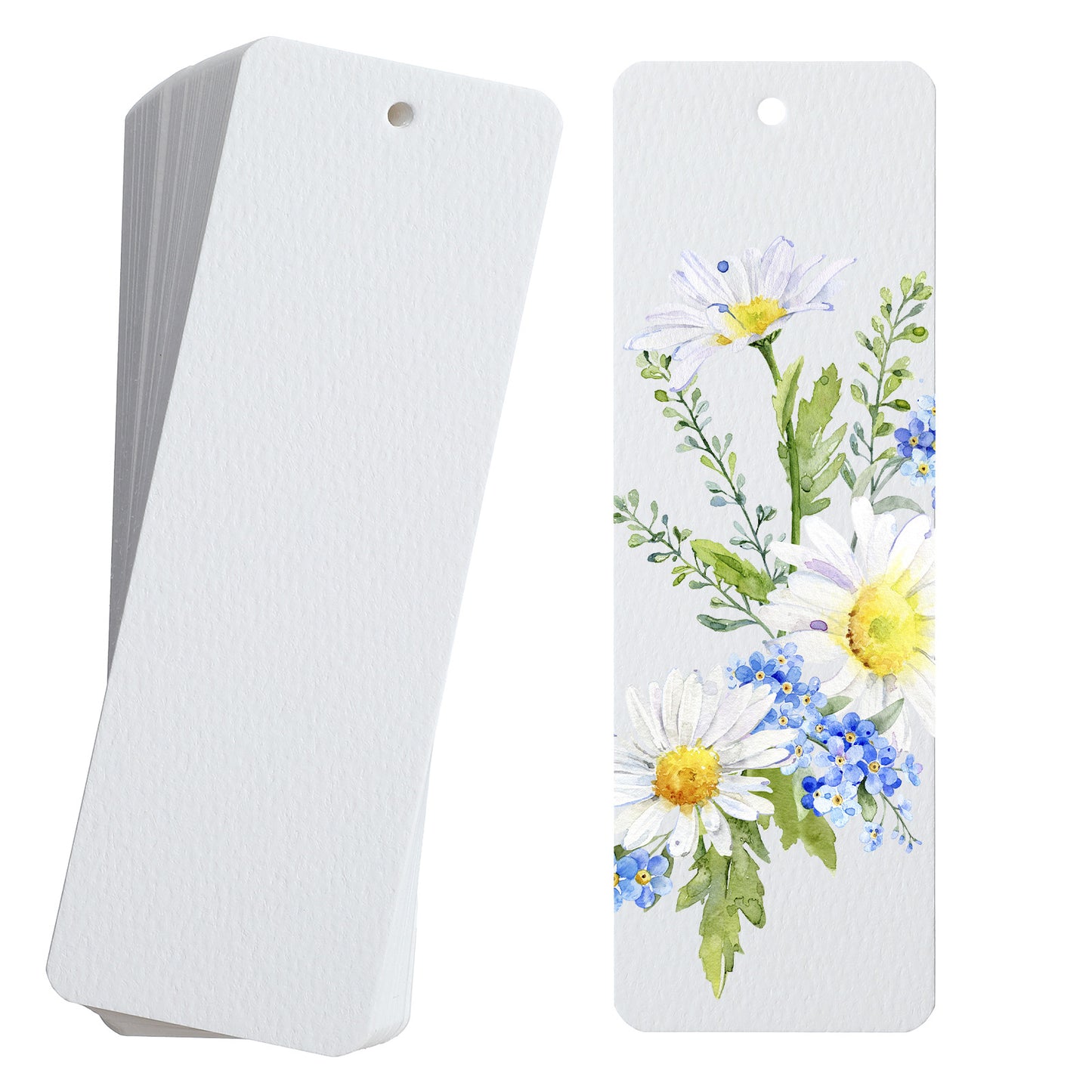 Xindojuz 50 PCS Watercolor Paper Blank Bookmarks (White, 15 x 5 cm)