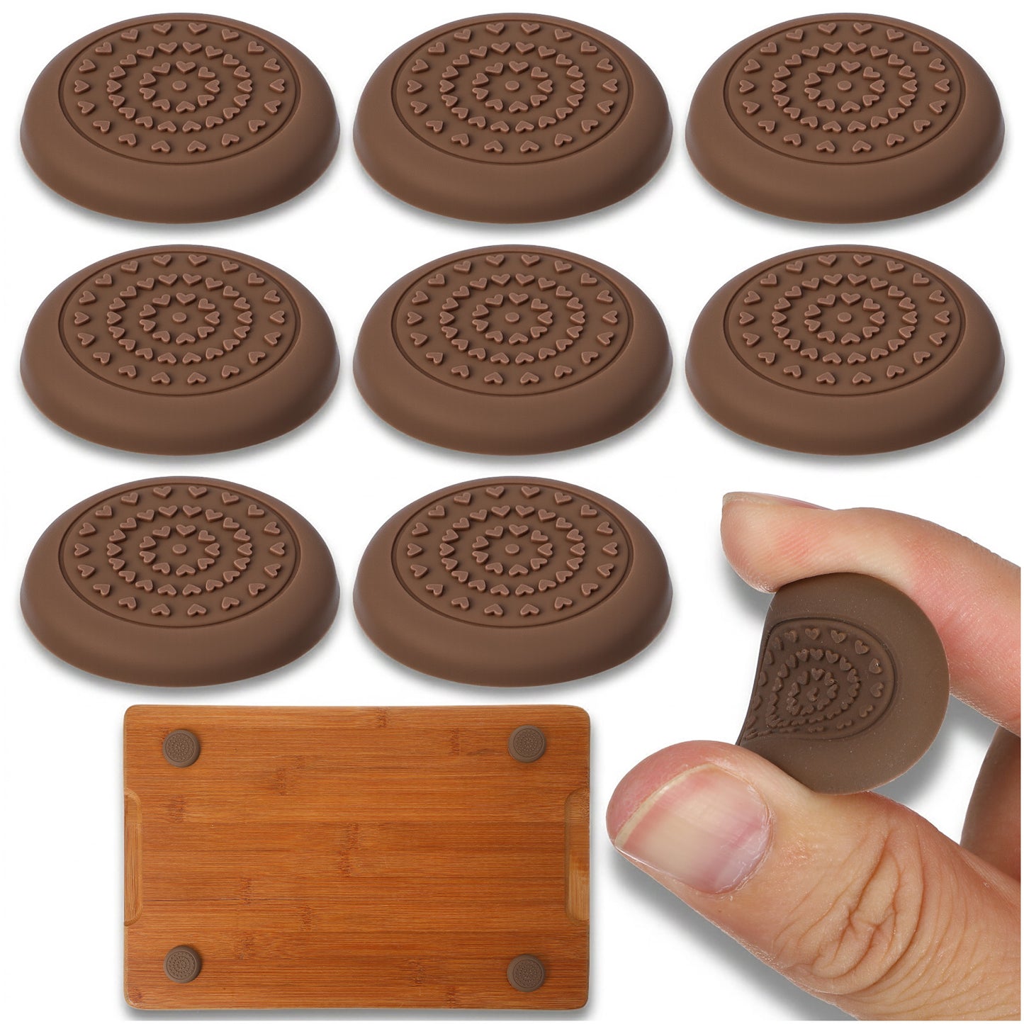 Ouligay 8PCS Rubber Feet for Cutting Board Anti Slip Cutting Board Feet Self-Adhesive Glass Table Top Bumpers Waterproof, Shock-Absorbent,noise Reducing Grips for Trays, Furniture, Chairs