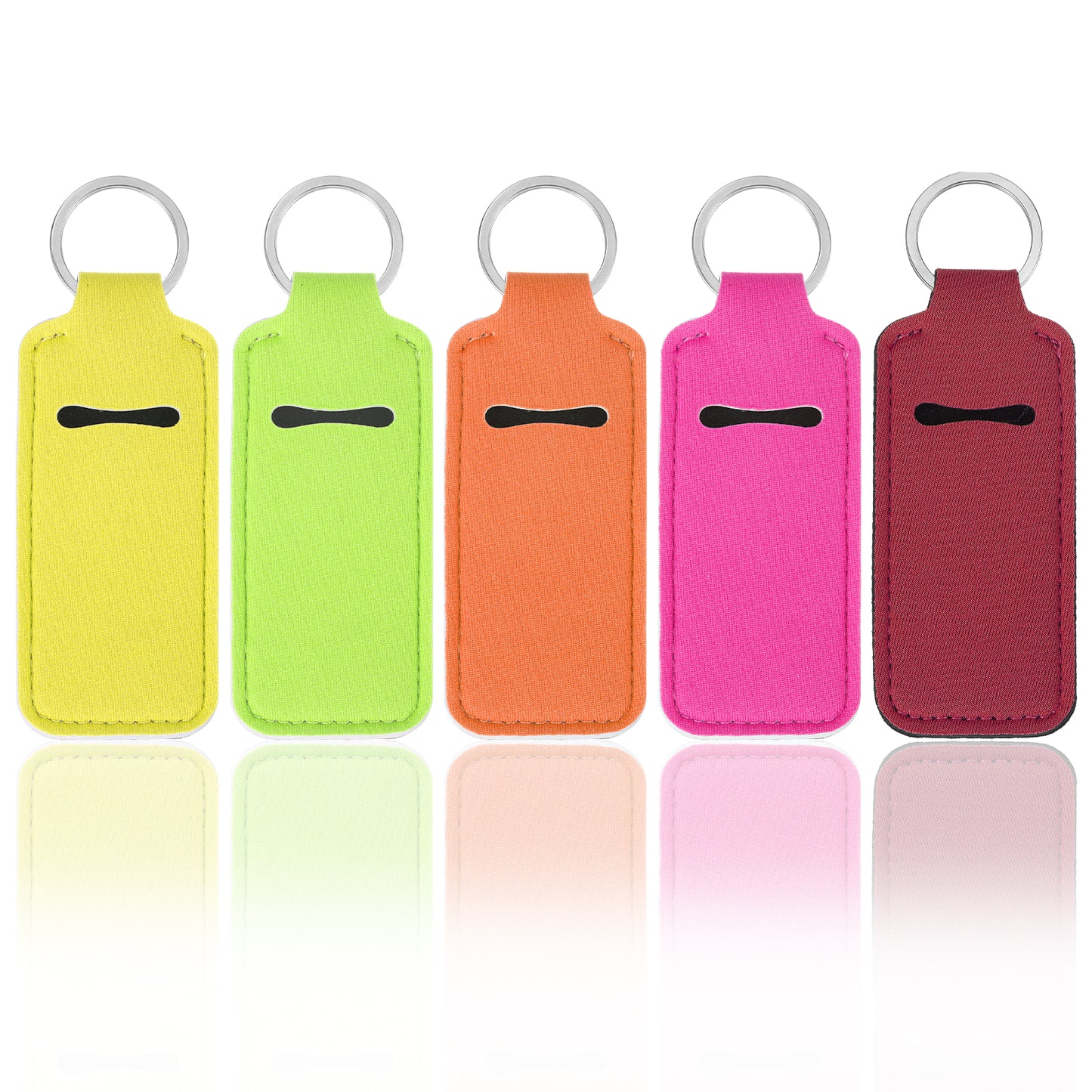 Teaaha 5PCS Lipstick Holder Key Chain Cute Lip Balm Holders Keyring Clip on Lipstick and Lip Gloss Keychain Sleeve Holder, Stocking Stuffers for Women(Burgundy Red/Purple/Orange/Yellow/Green)