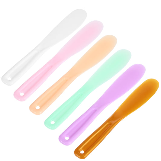 Xinjoduz 4 PCS Makeup Spatula, Large Plastic Cosmetic Spatula Scoops Reusable Face Mask Applicator Spoon Stick Beauty Spa Facial Skin Care Tools for DIY Cream Lotions Mixing and Sampling(6 Colors)