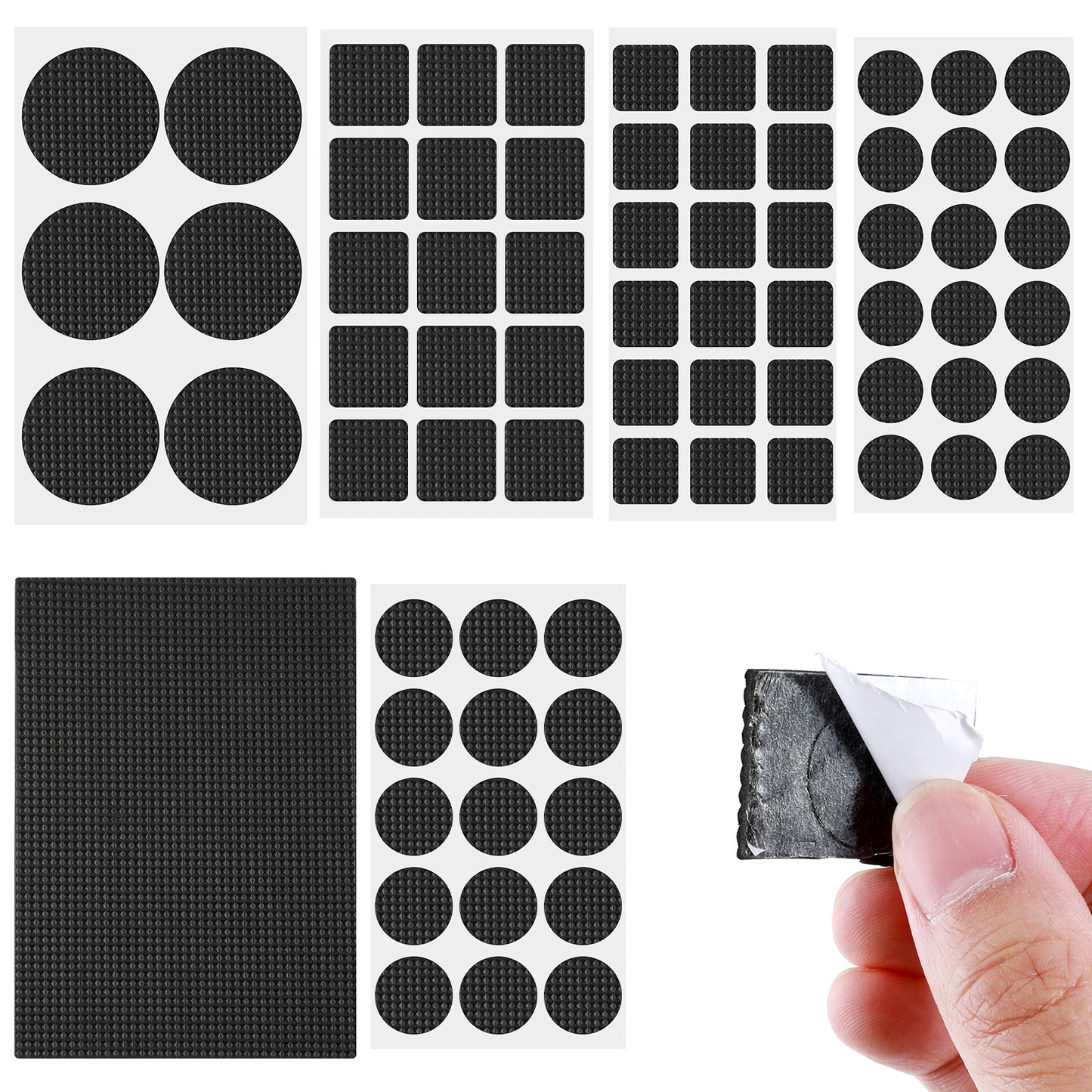 Nogeqi 145 Pcs Anti Slip Furniture Pads,Self-Adhesive Non Slip Pad,Furniture Pads Non Slip,Cuttable Floor Protectors for Keep Furniture from Sliding Reduce Floor Scratches(EVA Round Rectangle Square)