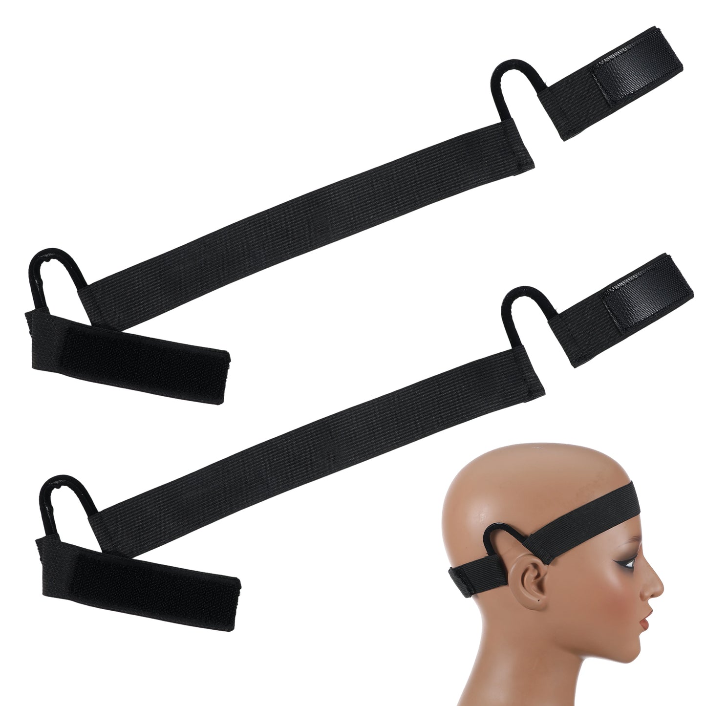 2 Pcs Wig Band For Lace Front Soft Painless Wig Band With Ear Cut Outs Black Double-Sided Velvet C-Shaped Ear Painless Lace Melting Elastic Headband Wigs For Women No Slip