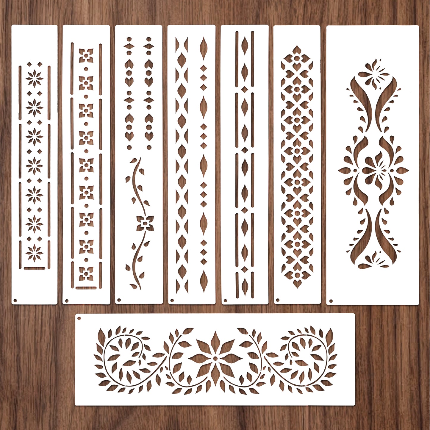 Ymapinc 8Pcs Reusable Large Flower Stencils for Crafts, Floral Stencils, Wall Flower Stencil for Painting, Tile/Engraving Stencil, Scorch Paint LargeTemplates for Home Decor/Canvas/DIY