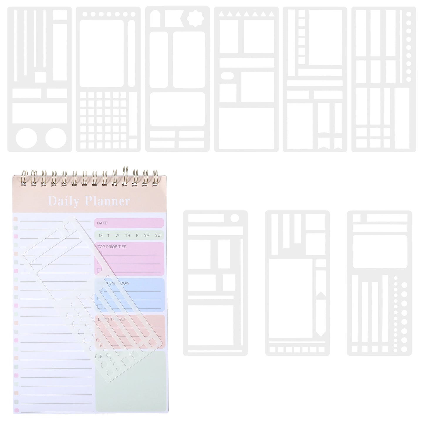 Ymapinc 9pcs PET Planner Stencil Set, Flexible Journal Stencils for Adults, Calendar Planner Stencil Templates, Book Journal Supplies for DIY/Scrapbooking