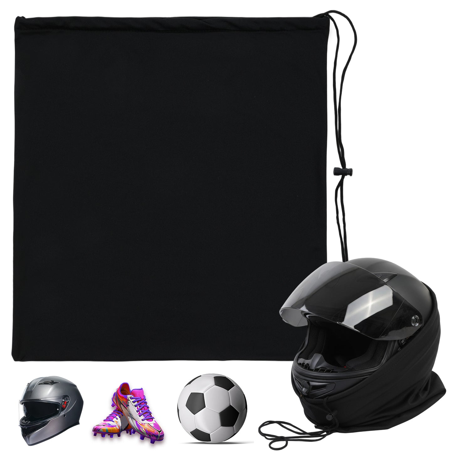 Helmet Bag Welding Motorcycle Hood Bag with Drawstring Locking Protection Storage Bag Large Capacity, Lightweight, Drawstring Locking for Motorcycle Welding Hockey Football Bike Helmets (Black)