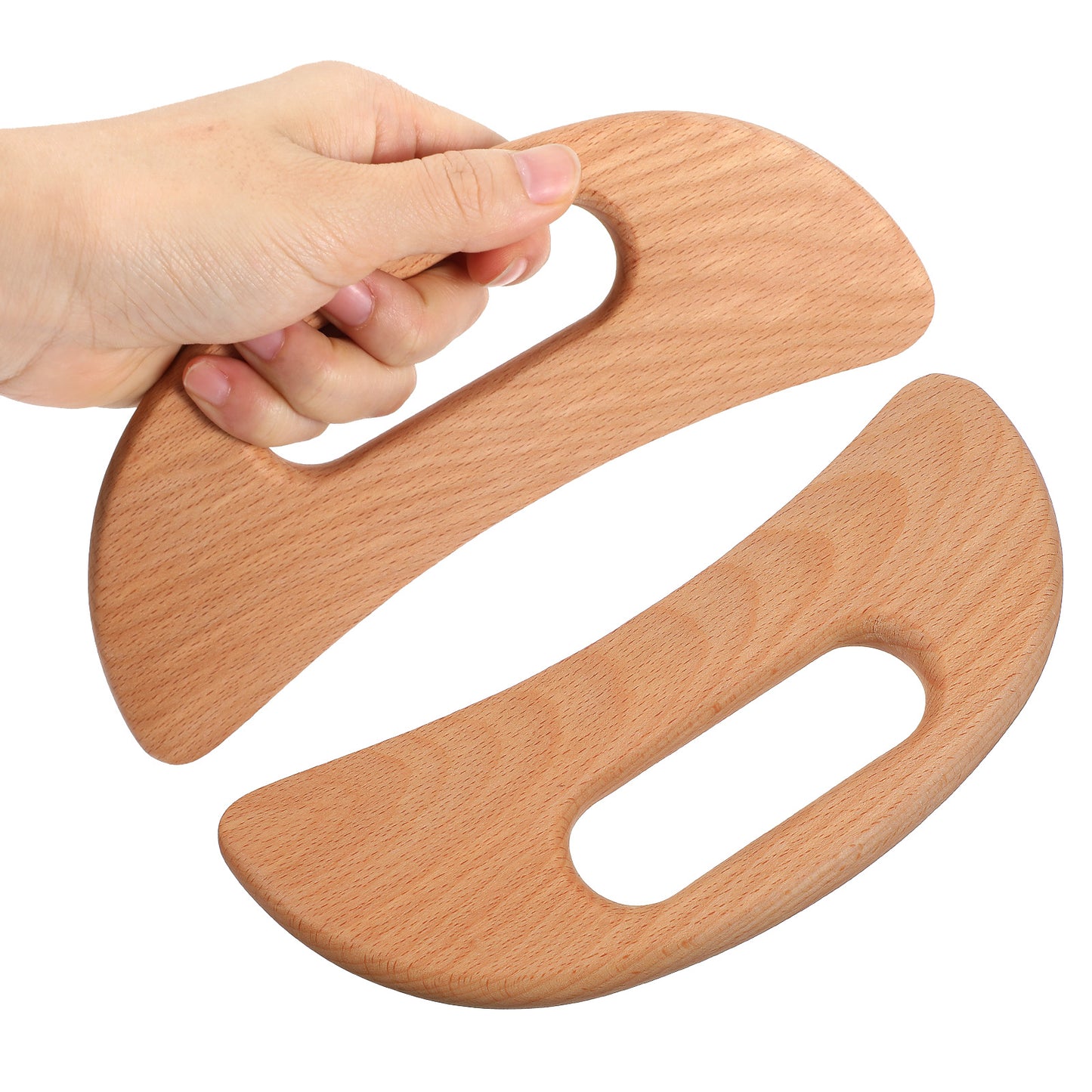 2 PCS Wooden Cellulite Massager, Body Gua Sha Tool Natural Wood Therapy Handle Gua Sha Board Paddle Lymphatic Drainage Massager Muscle Scraper for Women Men Relieve Muscle Fatigue Anti Cellulite Tool
