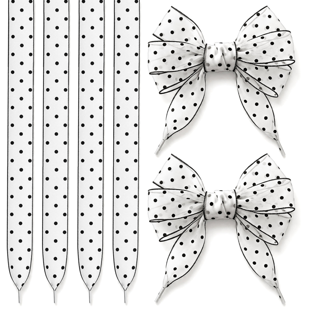 Quvvarly 2 Pairs Polka Dot Shoe Laces for Sneakers Cute Lace Shoelaces