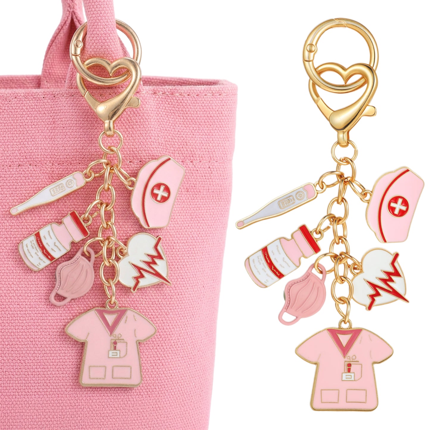 Nurse Gifts for Women Keyring, Nursing Gift for School Nurses Student Graduation Key Chain Future Medical Practitioner Registered Nurse Appreciation Female Nurses Day Week Gifts Accessories, Pink