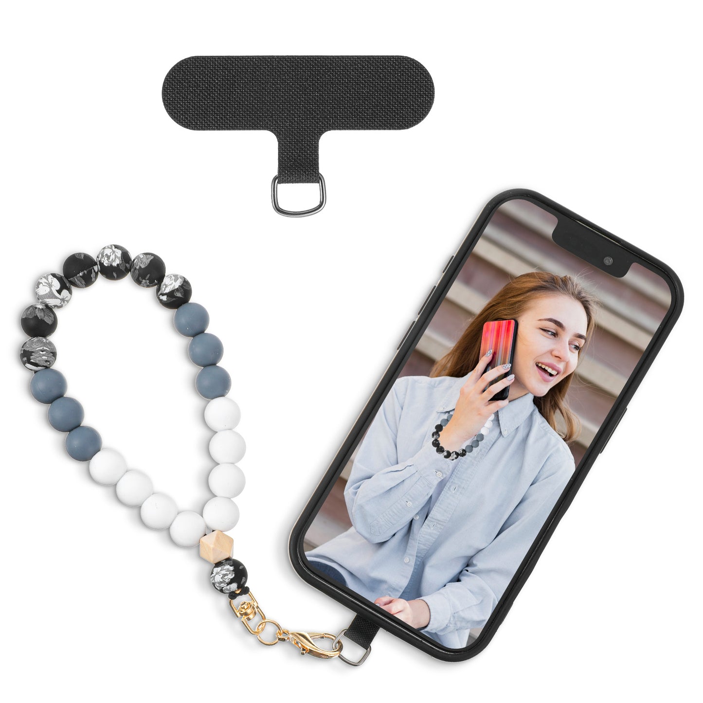Shimmeroo Beaded Phone Wrist Strap for Case,Wrist Phone Lanyards with Patches Cellphone Chain Wristlet beaded Bracelet