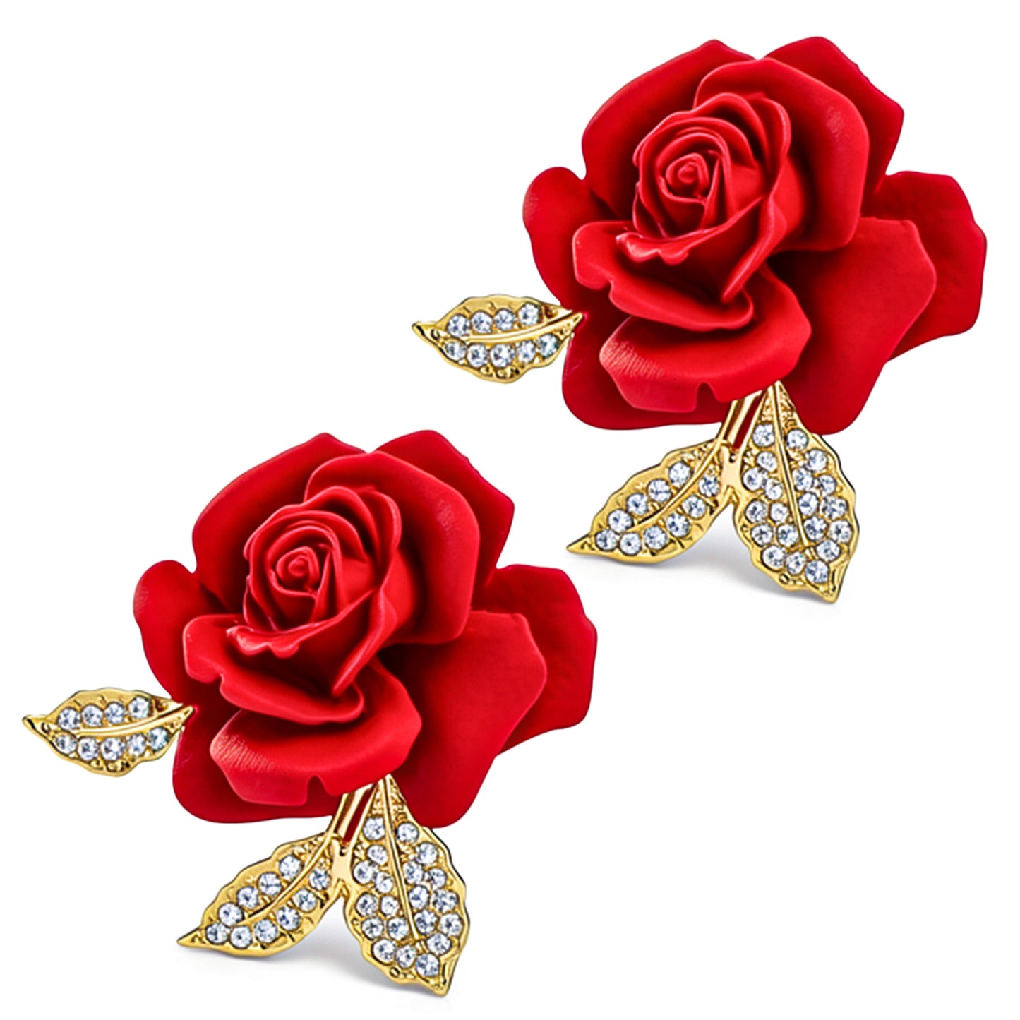 Ymapinc 2PCS Red Rose Brooches, Elegant Floral Pin for Women, Bag Charm for Tote, Hat Accessory, Party Wedding Decoration, Valentine Gift for Mom Girlfriend