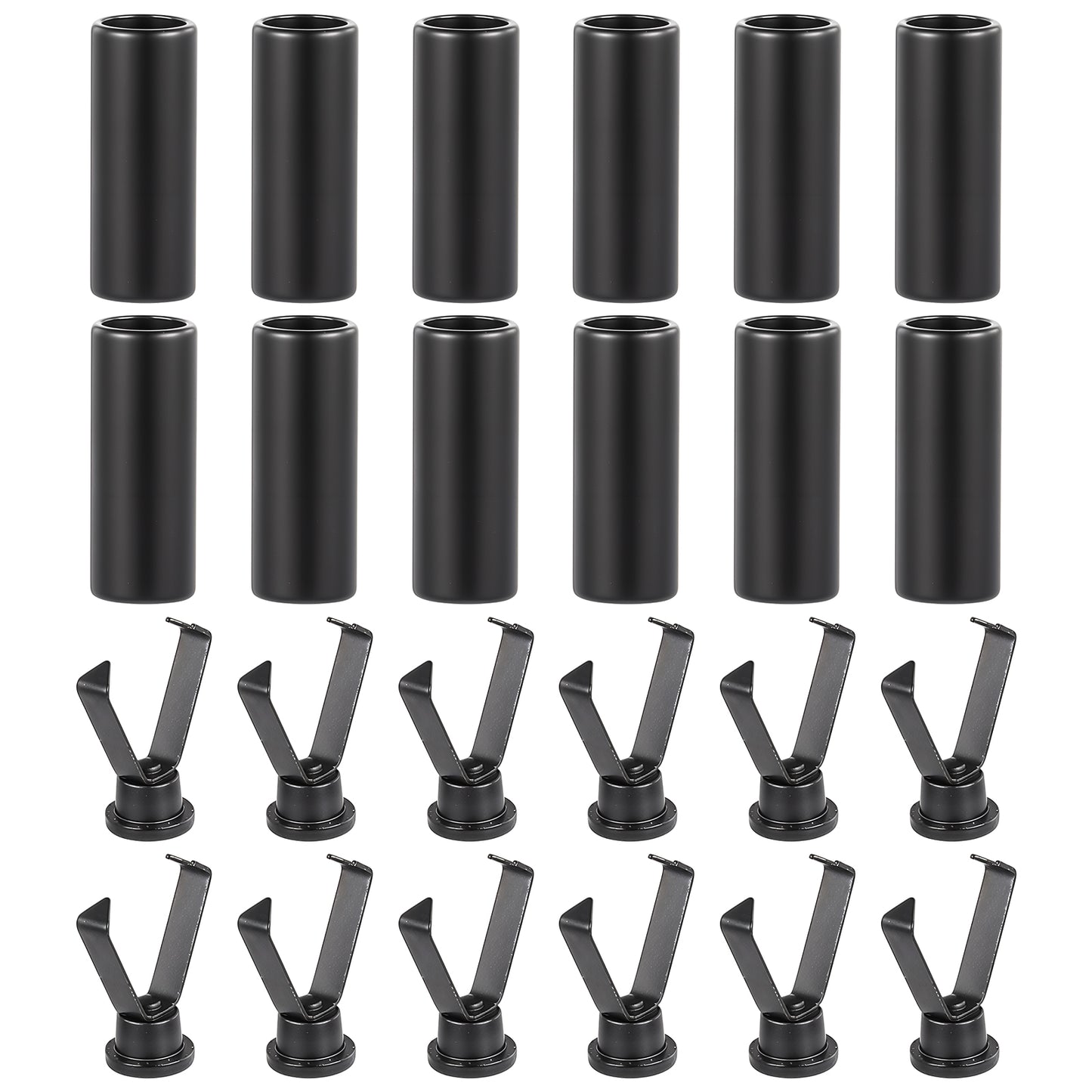 Ymapinc 12Pcs Metal Shoe lace Ends Tips, Shoelace Belt Cords Hat Cords Jackets Replacement, Cylindrical Design(Black, Copper-Zinc Alloy)