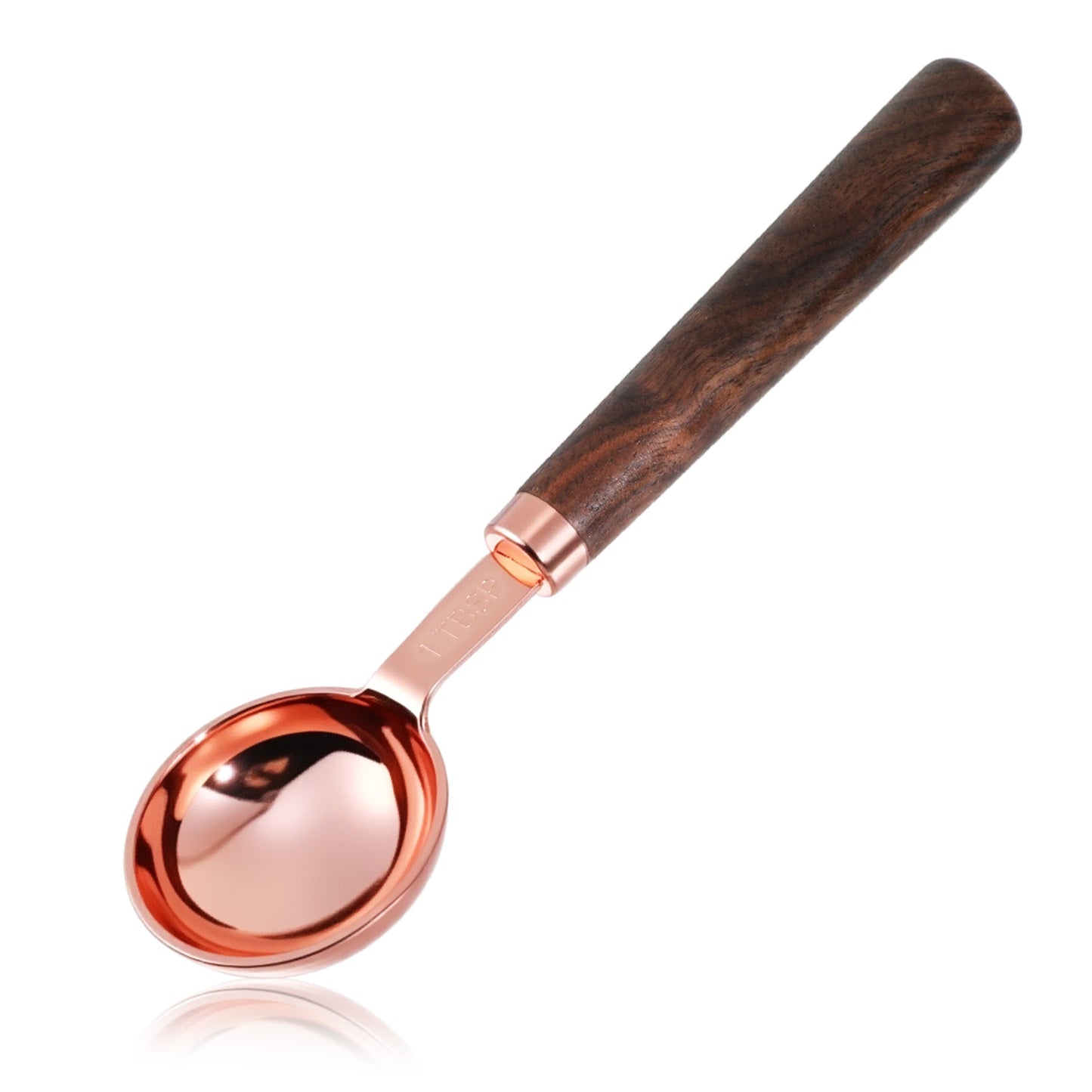 Nogeqi 1 Tablespoon Scoop, Coffee Measuring Spoon with Wood Handle, Stainless Steel Coffee Scoop for Beans,Espresso, Protein Powders, Tea, Sugar(1 Tbsp/15ml)