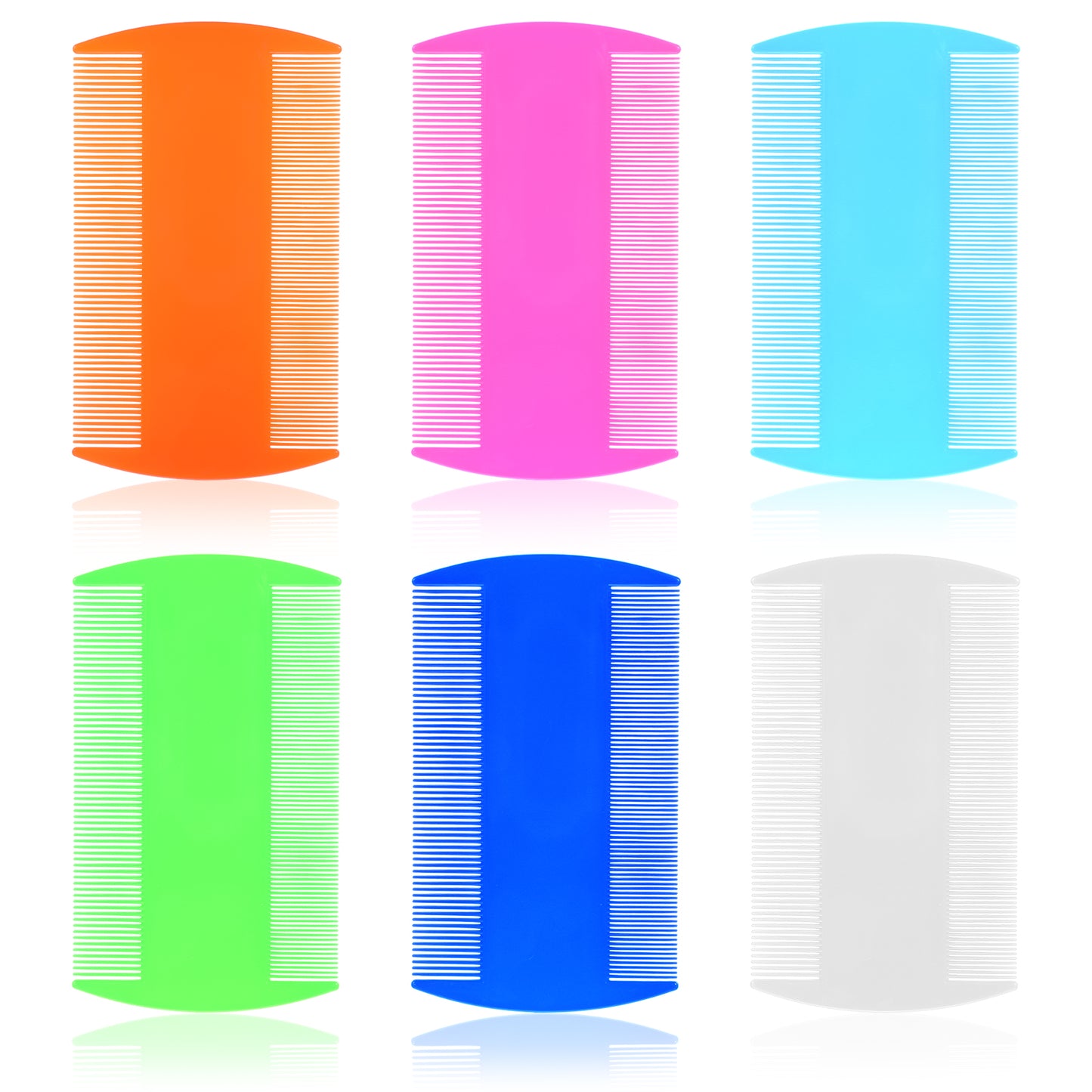 Ymapinc 6Pcs Double Sided Lice Comb, Fine Tooth Comb for Dandruff Removal, Flea Tick Combs for Pet Dogs Cats, (Plastic 6 Colors, Adults Kids Pets)