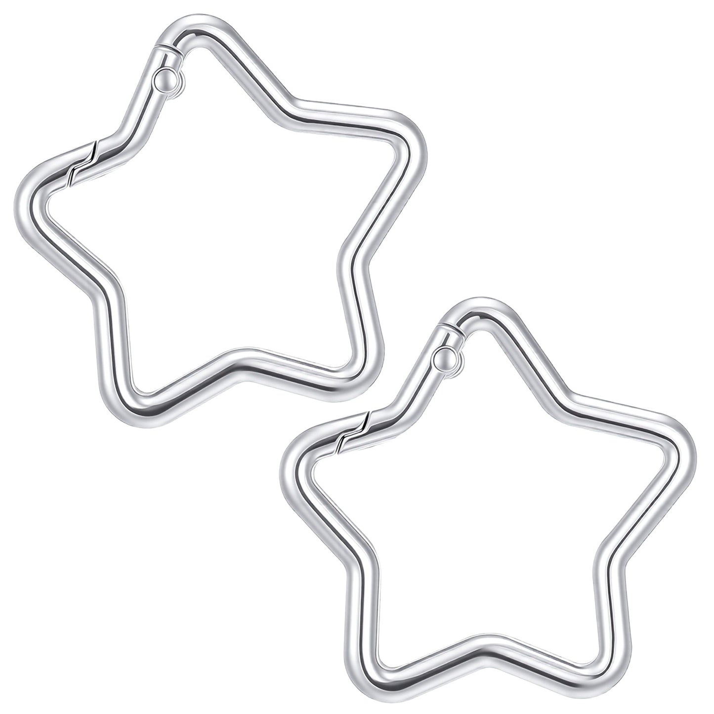 Nogeqi 4PCS Silver Star Carabiner, Alloy Star Shaped Keychain Clip, Cute Carabiner Key Clip for Camping, Hiking, Fishing, Outdoor Activities