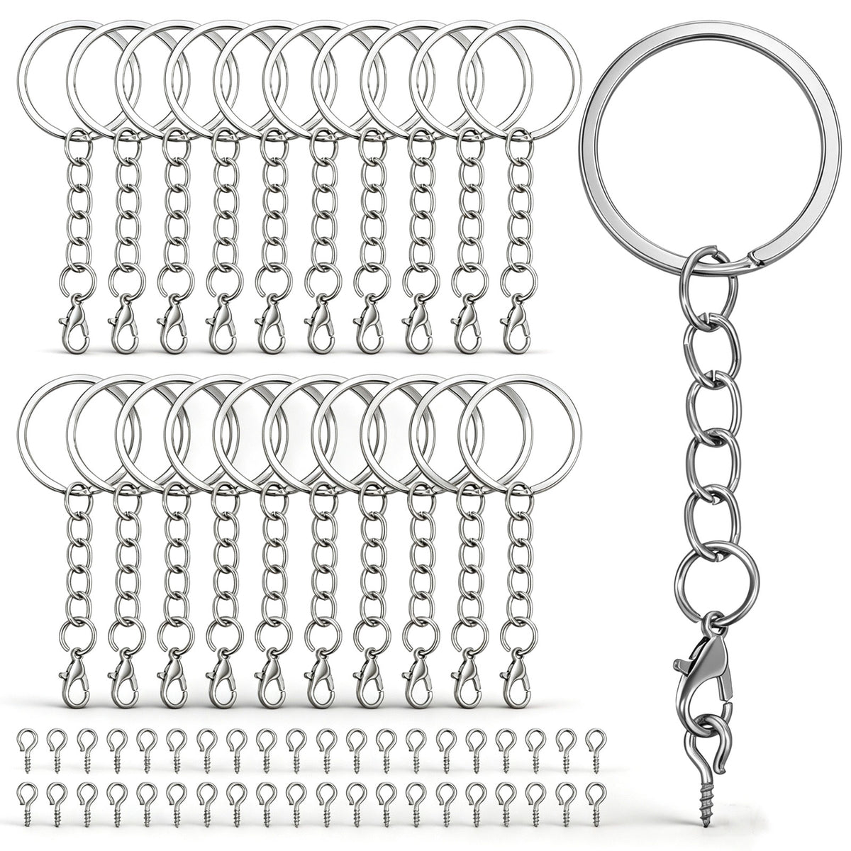 Ouligay 40 Pcs Keychain 2.56 Inches Key Chain Rings