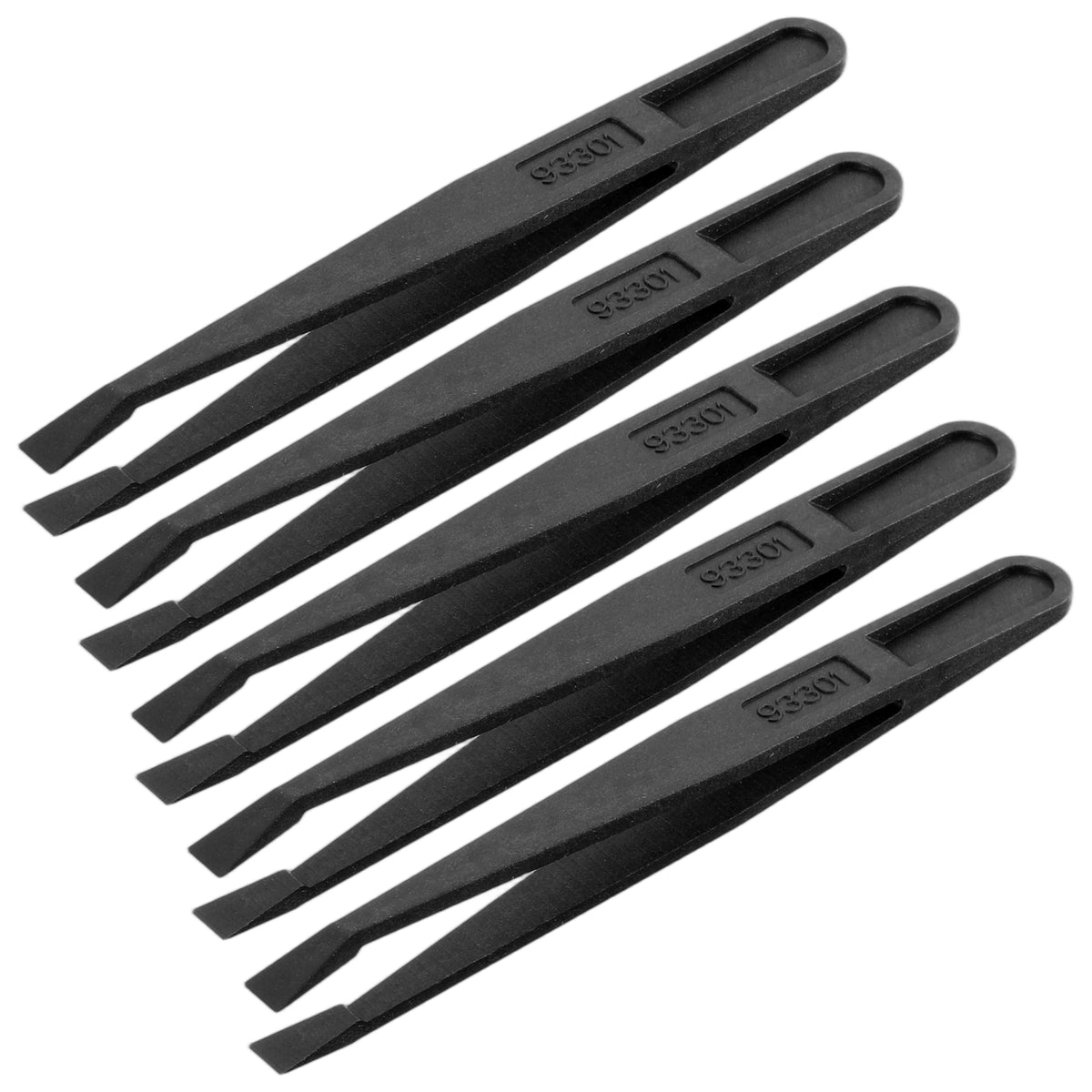 Quvvarly Plastic Tweezers for Crafts 5 Pcs Black ESD Safe Tweezers