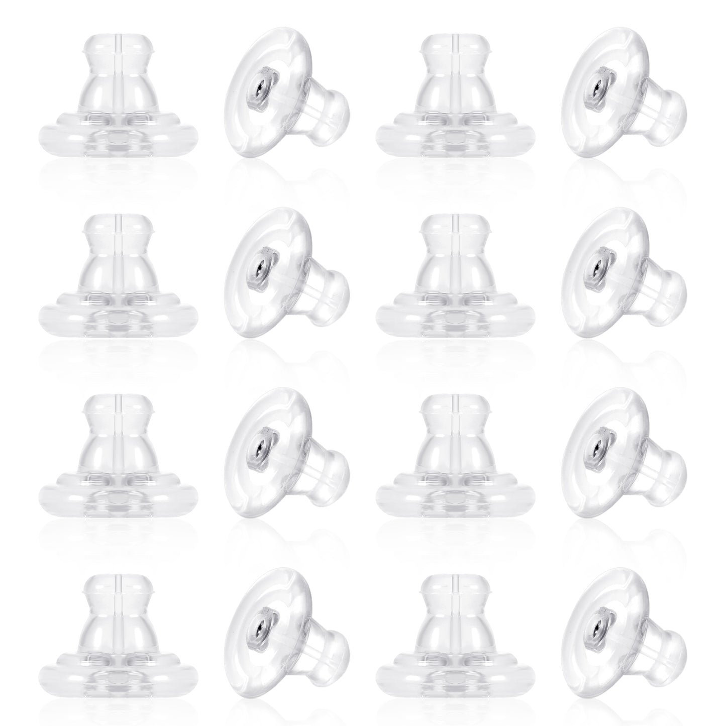 Nogeqi 16 Pcs 18k Silicone Earring Backs,Transparent Heavy Earring Support Backs,No-Irritate Locking Secure Ear Ring Backs,Earring Backs Lifters,Jewelry Accessories for Women Girl Heavy Earring