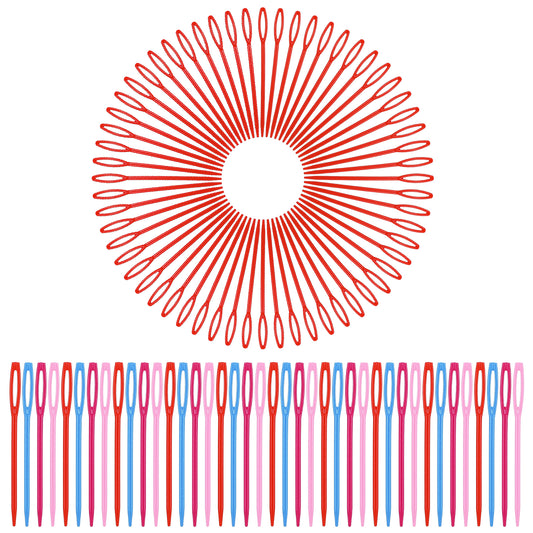Ymapinc 100Pcs 5cm+9cm Large Eye Plastic Sewing Needles, Safety Colorful Large Eye for Crochet Sewing, Tapestry Plastic Needle for Yarn, Darning Needle for Handmade DIY Crafts Weaving Tools