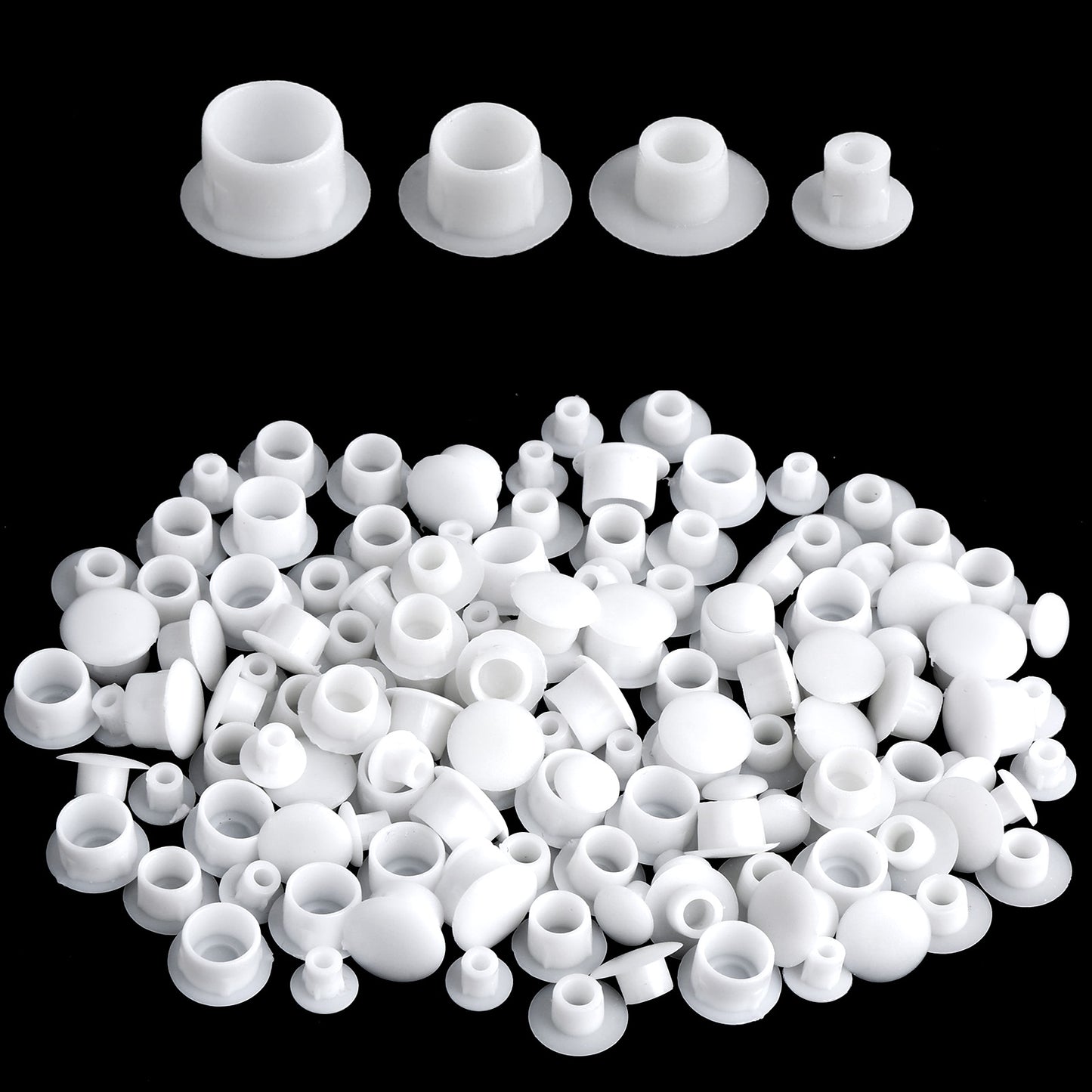 120 Pcs Shelf Hole Plugs Plastic Plugs for Round Hole Shelf Cap Cabinet Holes Cover Cabinet Closet Cupboard Shelves Furniture Peg Pin Nail Screw Drilling Holes Covers Caps 5mm/6mm/8mm/10mm(White)