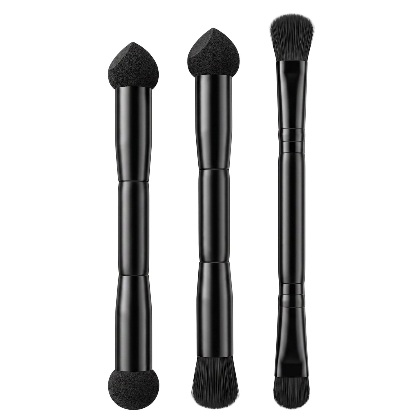 RAHHLIZS 3 PCS Dual Ended Hairline Brushes, Hairline Powder & Flat Concealer Brushes with Sponge and Angled Brush Head,Makeup Tools for Concealer, Contour and Root Touch Up, Easy to Color and Blend