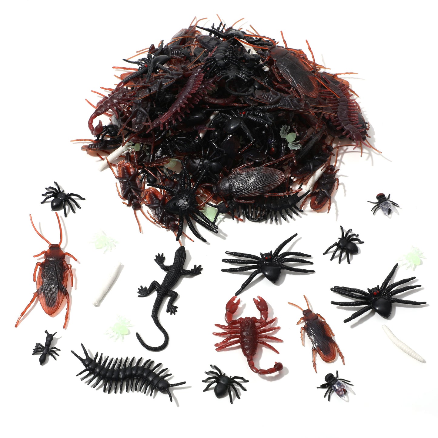 RAHHLIZS 120 Realistic Fake Bugs Plastic Bugs Halloween Prank Bug Toys