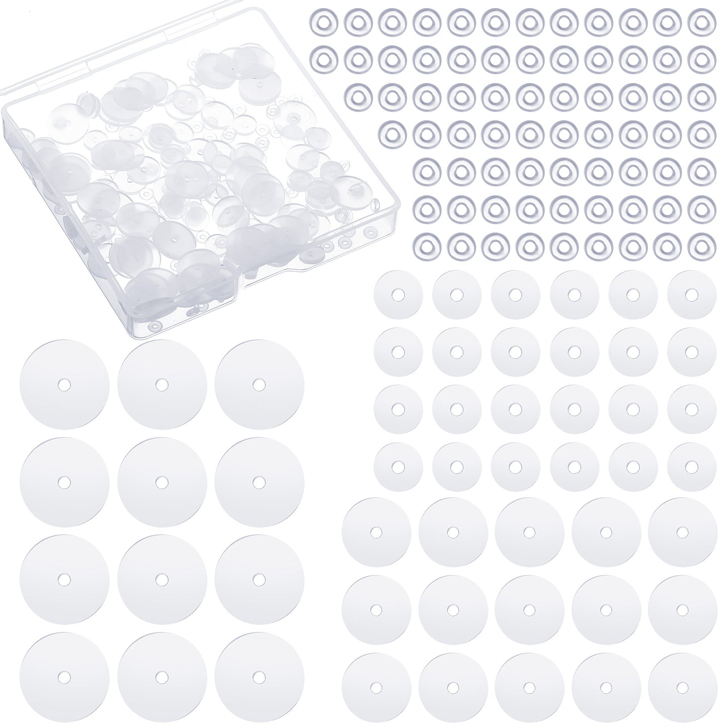 200 Pcs Piercing Disc 3/5/7/9 mm Clear Silicone Earrings Backs Plastic Disc Pads Stabilizer Earring Backs Stopper Earlobe Support Patches Non Pull Piercing Discs for Women Festival Gifts Transparent