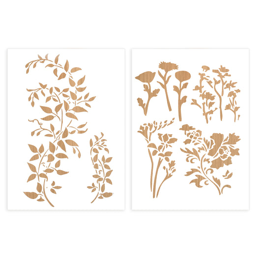 Ymapinc 2 Pcs Stencils for Painting on Wood Wall Large Size Reusable Wall Painting Ivy Stencil Drawing Template for Furniture Canvas Wood Home Furniture Canvas Crafts Wall Decorations