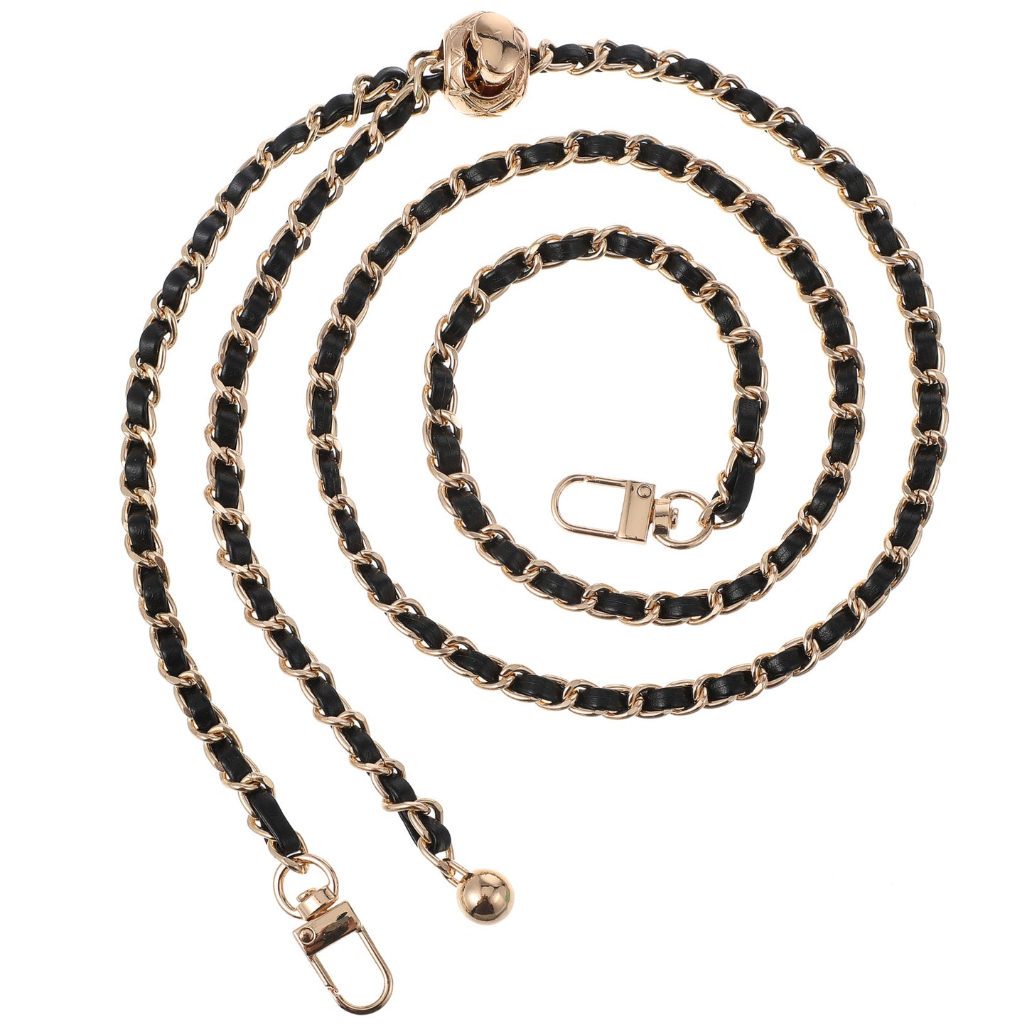 Ymapinc Gold Chain Bag Strap,47.24" Adjustable Cross Body Bag Strap for Crossbody Handbags, Black Gold Bags Straps, Replacement Straps Bags Charm Chain