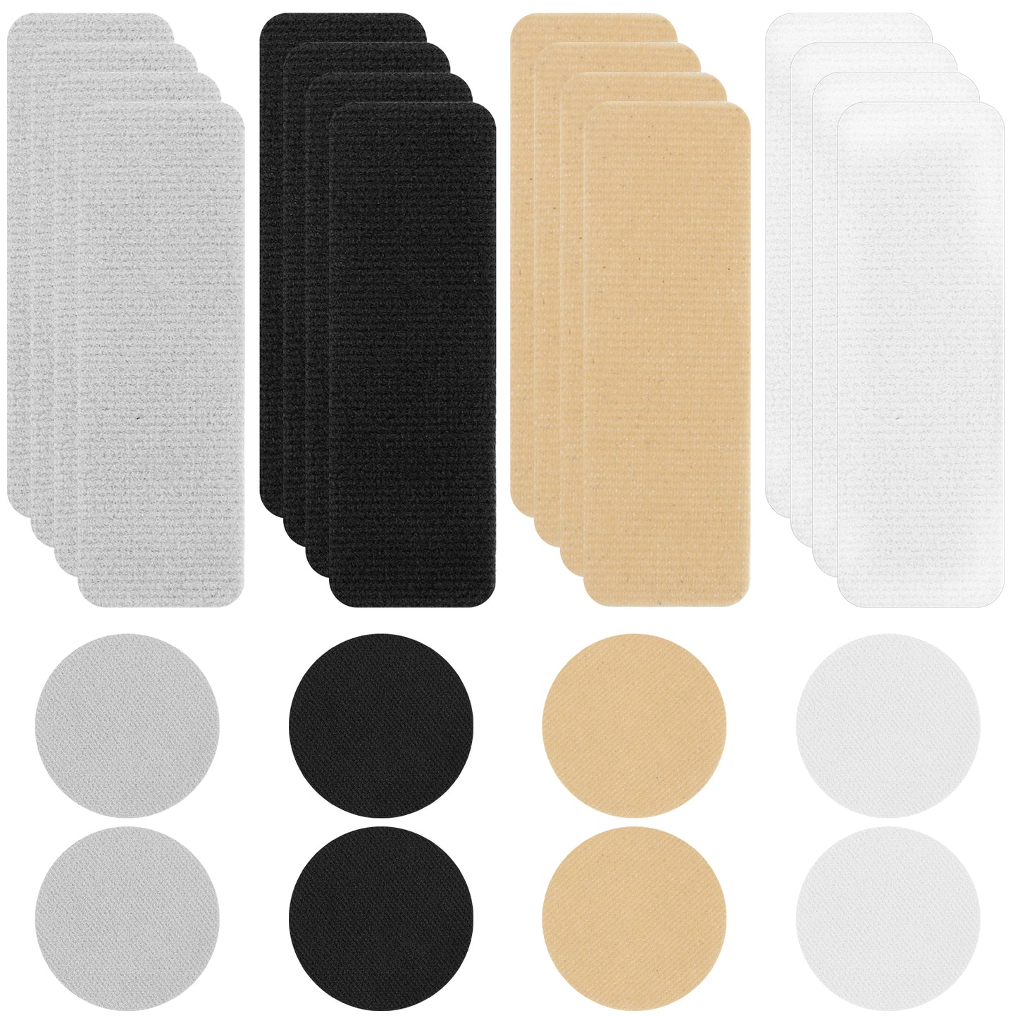 24 PCS Shoe Heel Repair, Circle and Square Shape Shoe Patches for Holes, Self-Adhesive Heel Inserts Pads Protectors, Shoe Prevention Toe Heel Hole Repair Patch Kit for Sneakers Mesh Shoes (4 Colors)