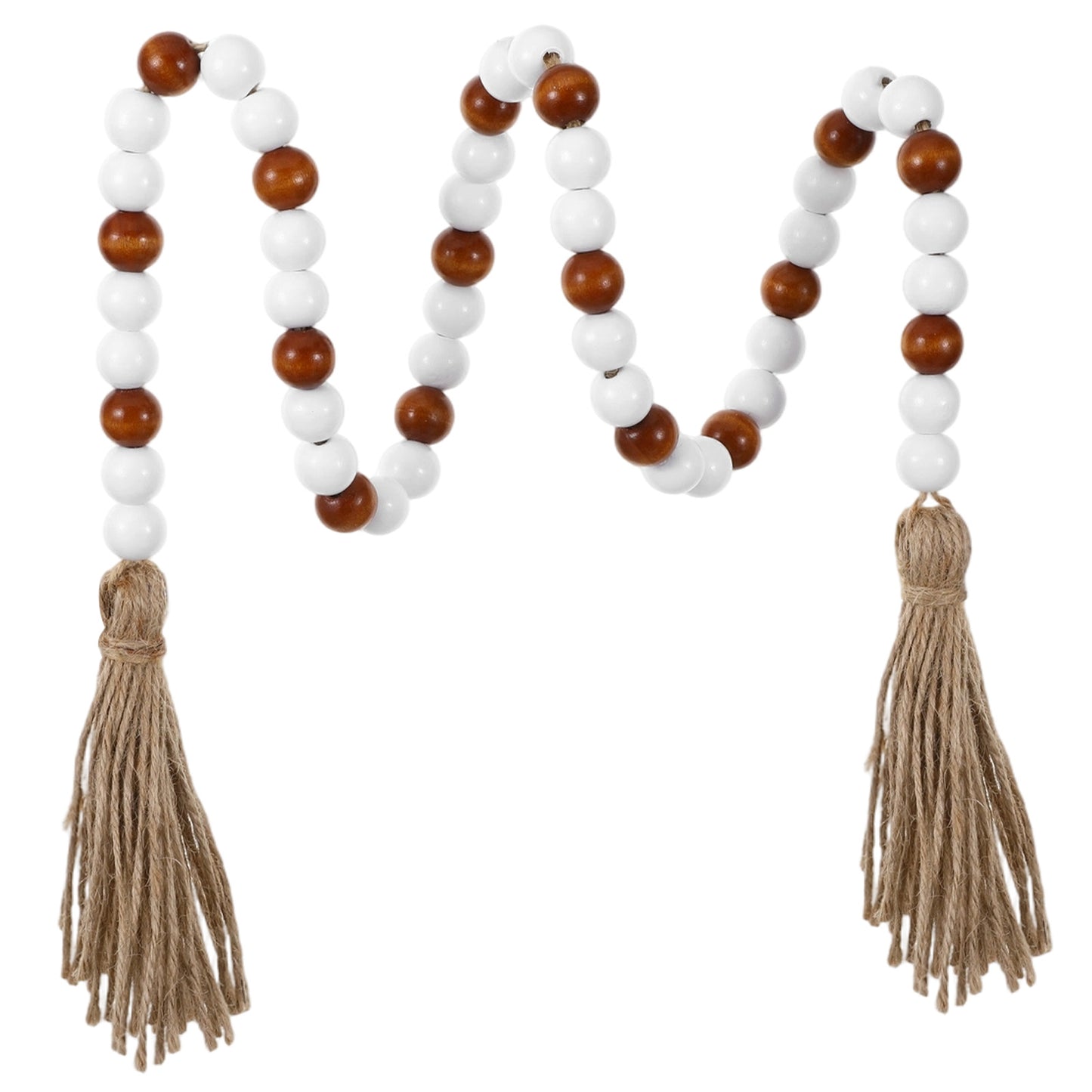 Sorcristy 39in Wood Bead Garland With Tassels Wooden Beads Decor Farmhouse