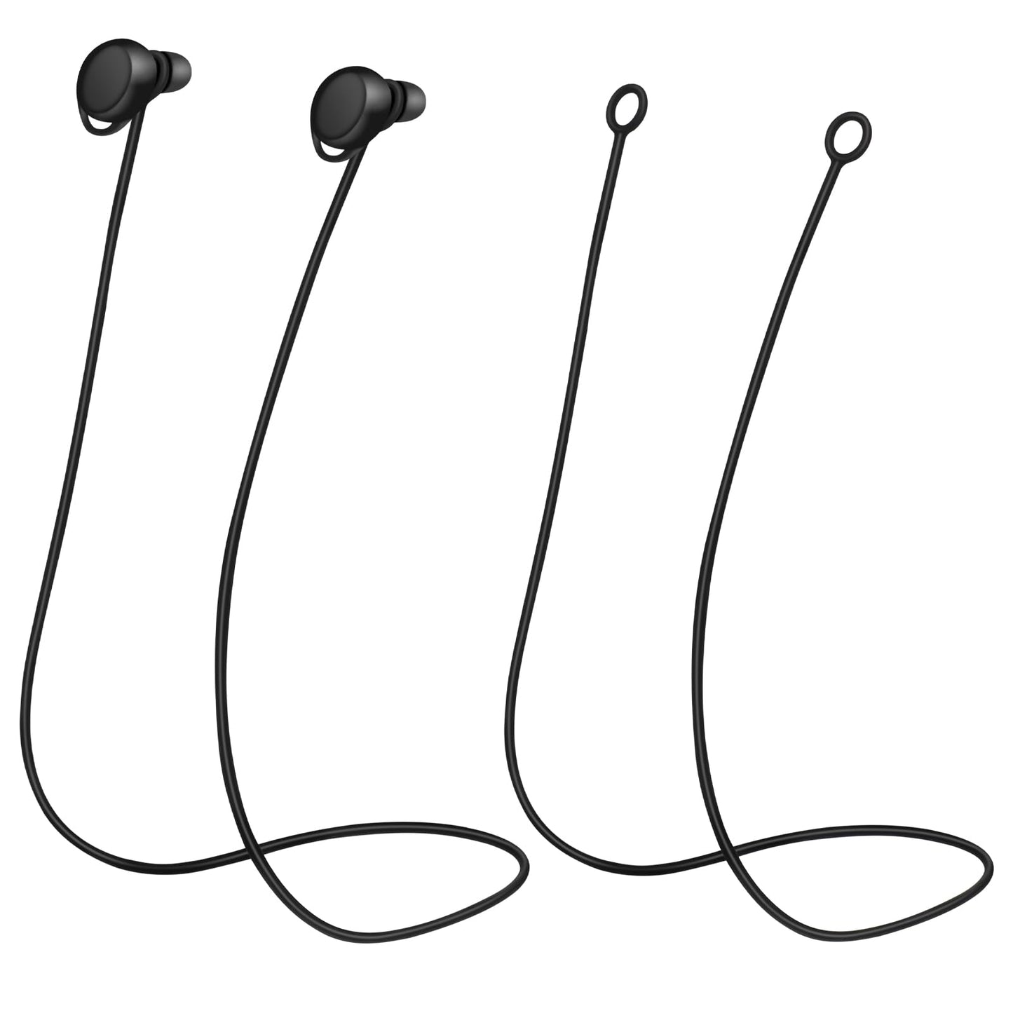 Nogeqi 2 PCS Flexible Silicone Loop Link Earplug Lanyard Works with Removable Tips Black Loop Lanyard Keep Earbuds Safe (No Earplugs)