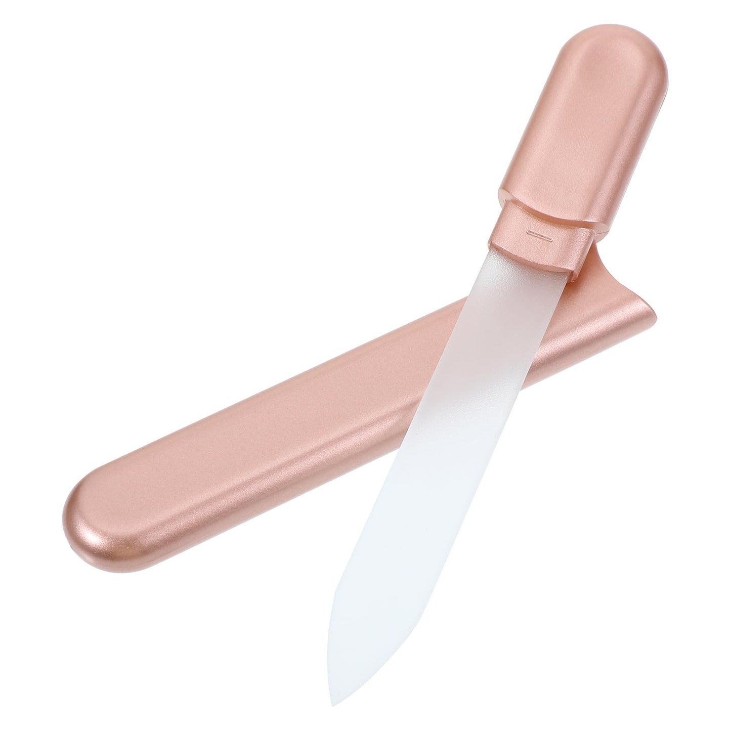 Nail File Glass 1 Pack Crystal Nail Files for Natural Nails Travel Nail File Thick Glass Fingernail File Double-Sided Etched Gentle Nail Care Stocking Stuffers for Women Girls (Rose Gold)