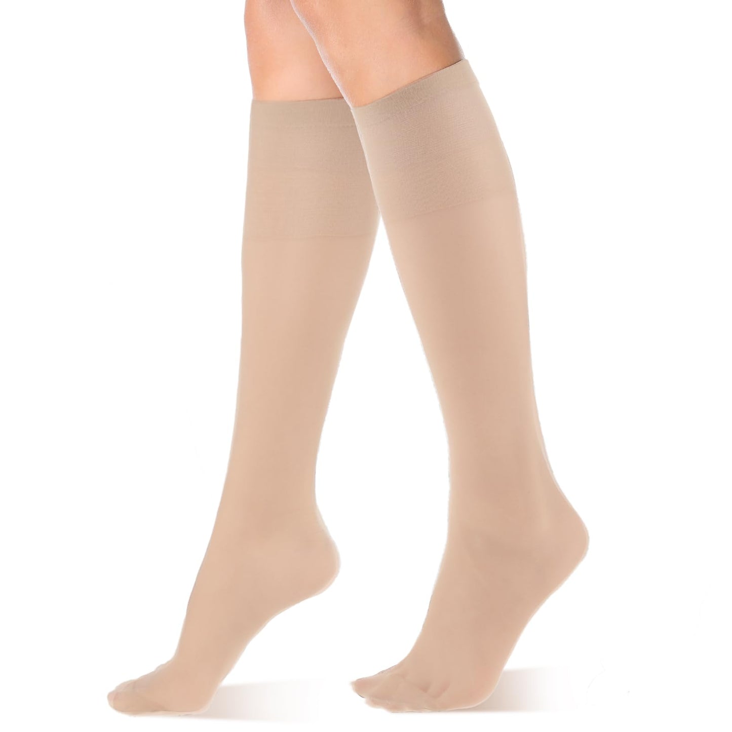 Mabor 6 Pairs Knee High Tights for Women Soft Pop Socks Women Knee High 20D Nude Silk Socks Sheer Knee High Stockings Ladies Knee High Socks with Reinforced Toe