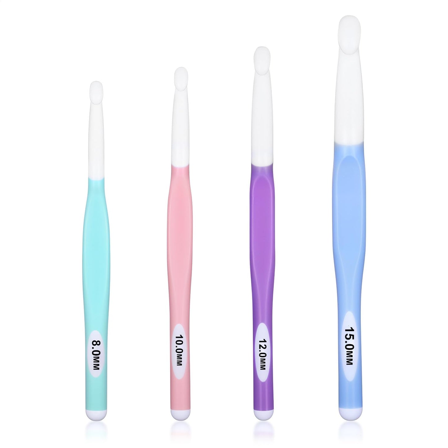 4 PCS Large Crochet Hooks for Chunky Yarn Plastic Crochet Hooks Knitting Hook Crochet Hooks for Crocheting Ergonomic Handle Crochet Hooks Weaving Tools for Blankets Shawl Carpet(8mm 10mm 12mm 15mm)
