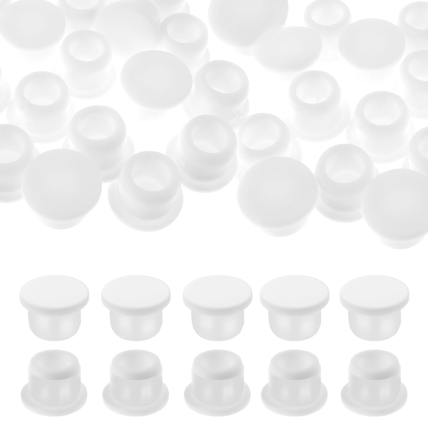 20 PCS Rubber Plugs for Round Holes White Silicone Snap In Locking Hole Plugs Silicone Round Snap In Type Locking Furniture Hole Plug Rubber Hole Plugs Protective Cover Cap (Fit 13-14mm Hole Diameter)
