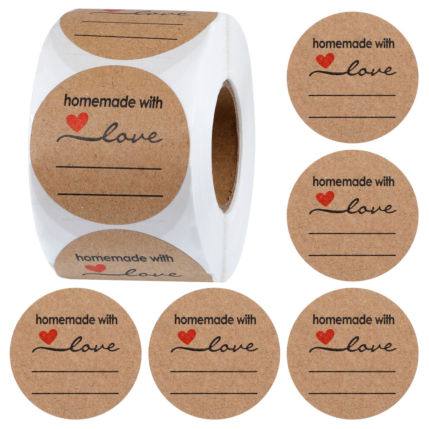 500PCS Homemade with Love Stickers, Canning Labels for Jars with Lines for Writing, Jam and Jelly Jar Labels for Containers Baked Packaging Cookie Bags 2