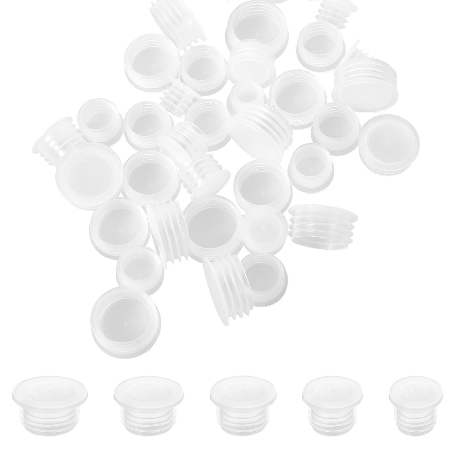 50Pcs Salt and Pepper Stoppers Plugs 0.35 Inch to 0.74 Inch Diameter Replacement Plug Reusable Clear Round End Cap Plastic Stoppers for Salt and Pepper Shakers Flower Pots Bottles Pipes Etc