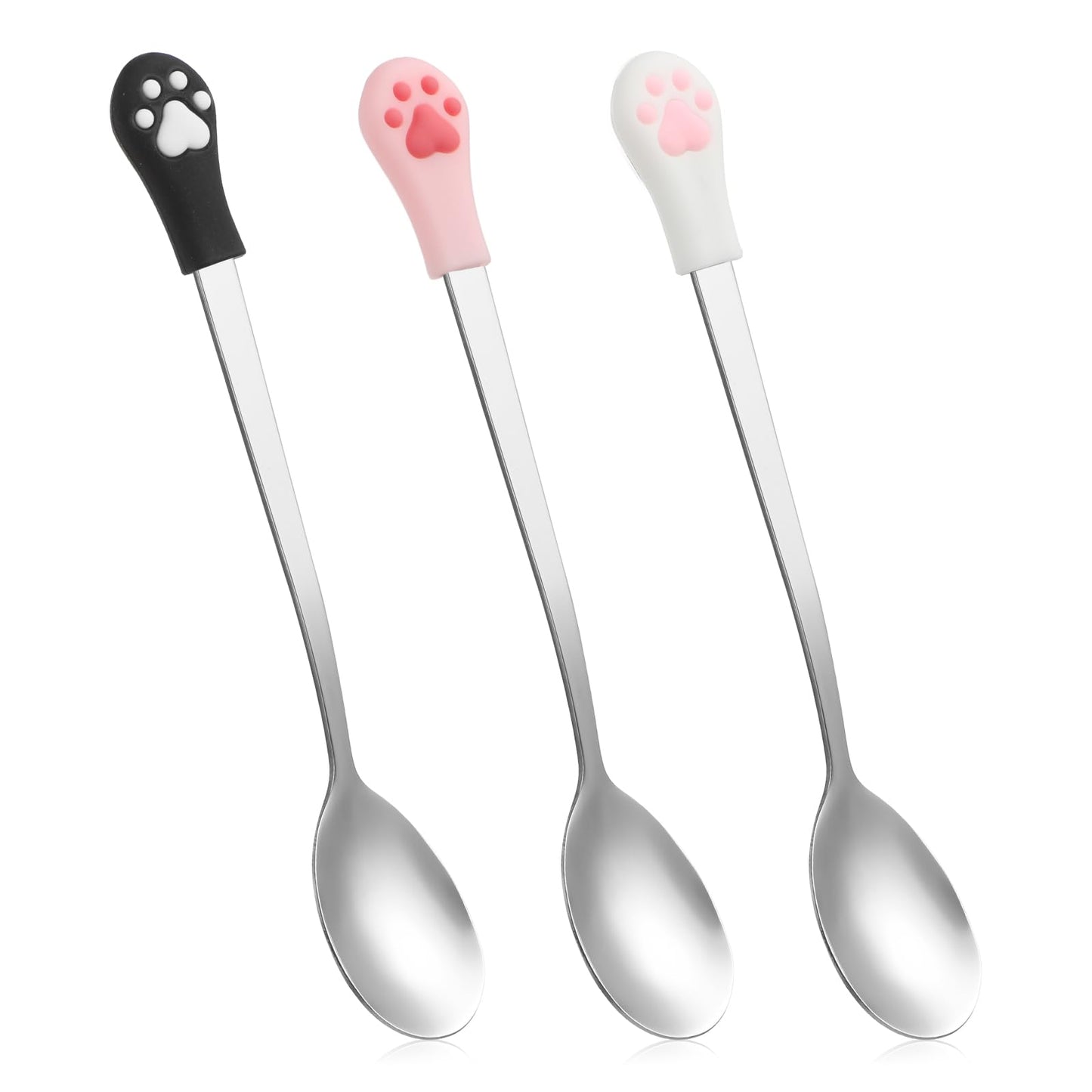 Xinjoduz 3-Piece Stainless Steel Pet Food Spoon, Food Storage Spoon for Wet Food Cat Canned Food Scoop, Non-Toxic, Dishwasher Safe, Includes White, Pink, Black