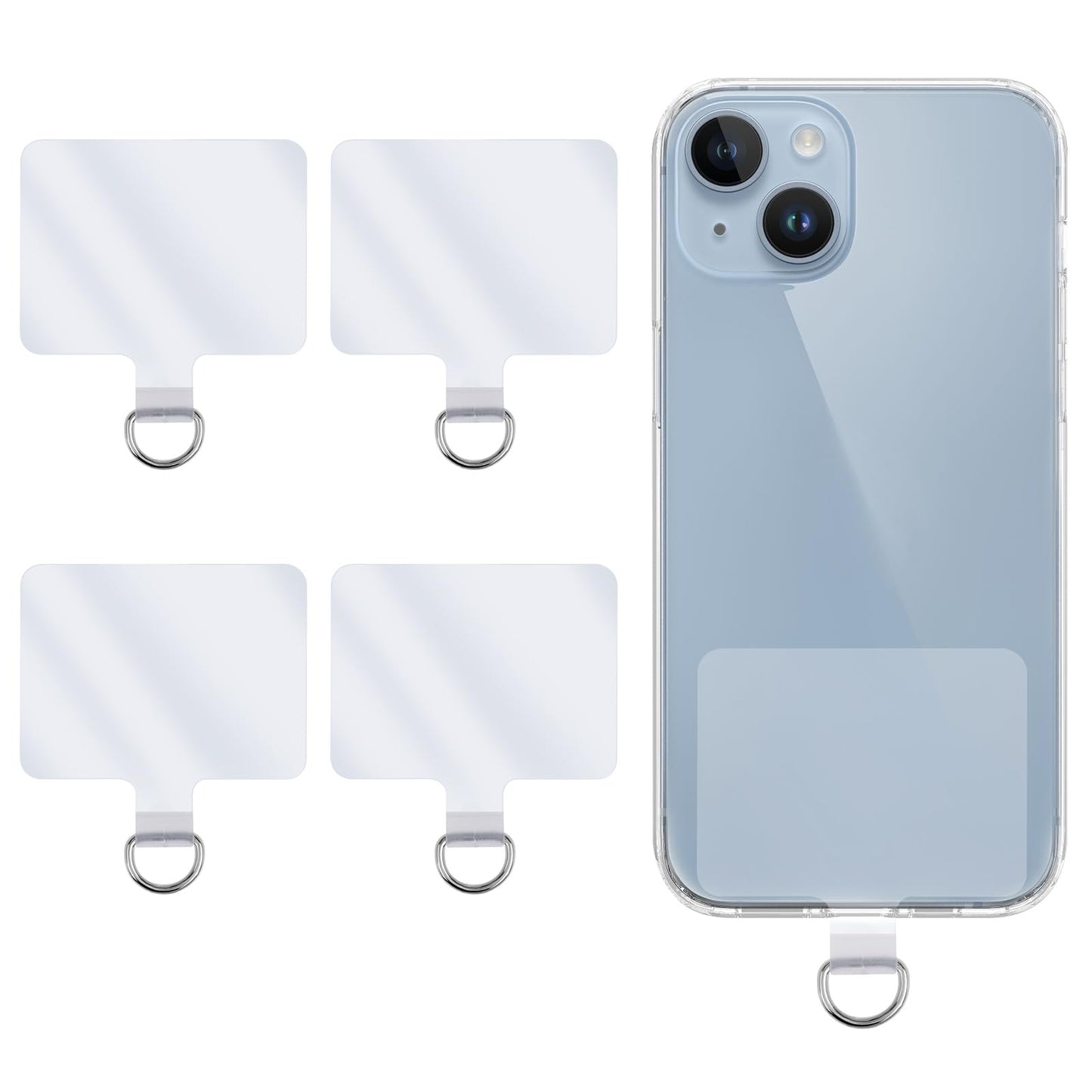 Mabor Universal Phone Tether Tabs, 4 Pcs Phone Lanyard Tabs Patches With D-Buckle Replacement Part PVC Transparent Phone Patches for Safety Drop Protector Compatible with Most Smartphones