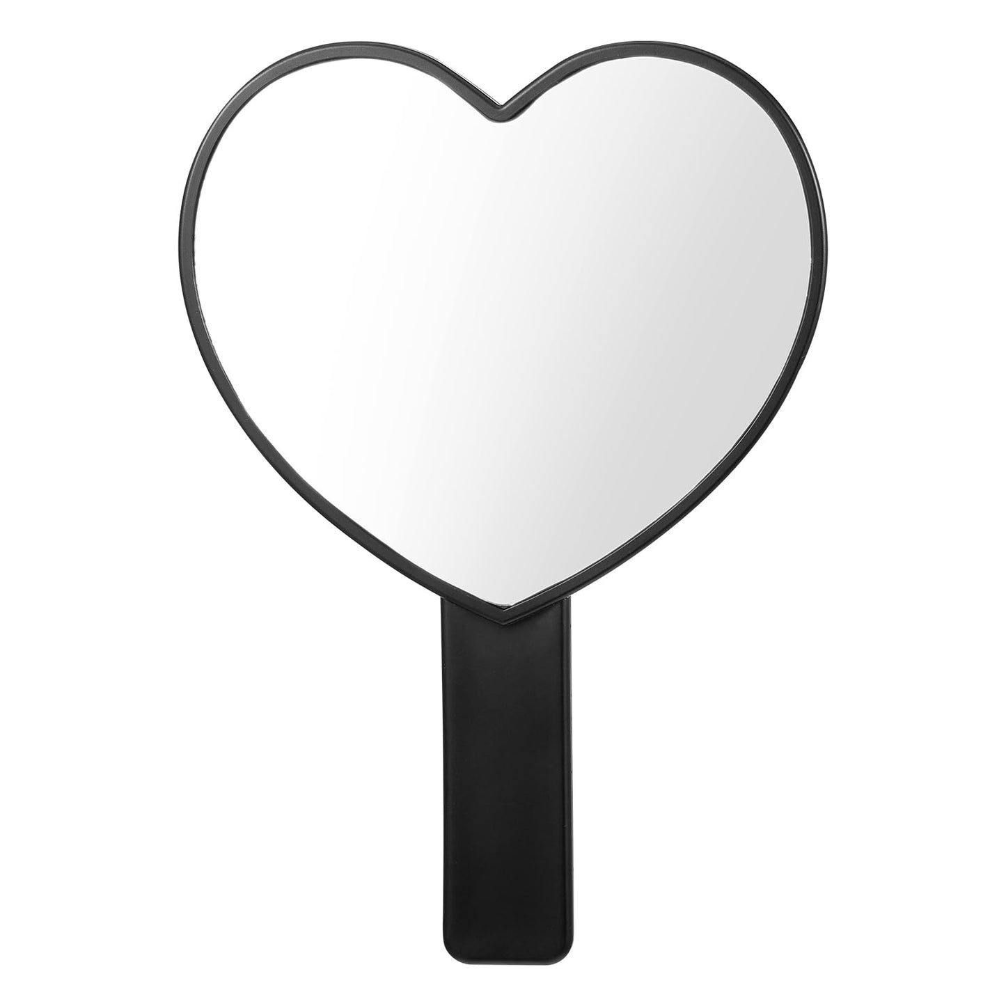 Heart-Shaped Handheld Mirror with Handle, Portable Travel Makeup Hand Mirror Decorative Mini Heart Cosmetic Lash Mirror for Women Girls Valentine's Day(Black)