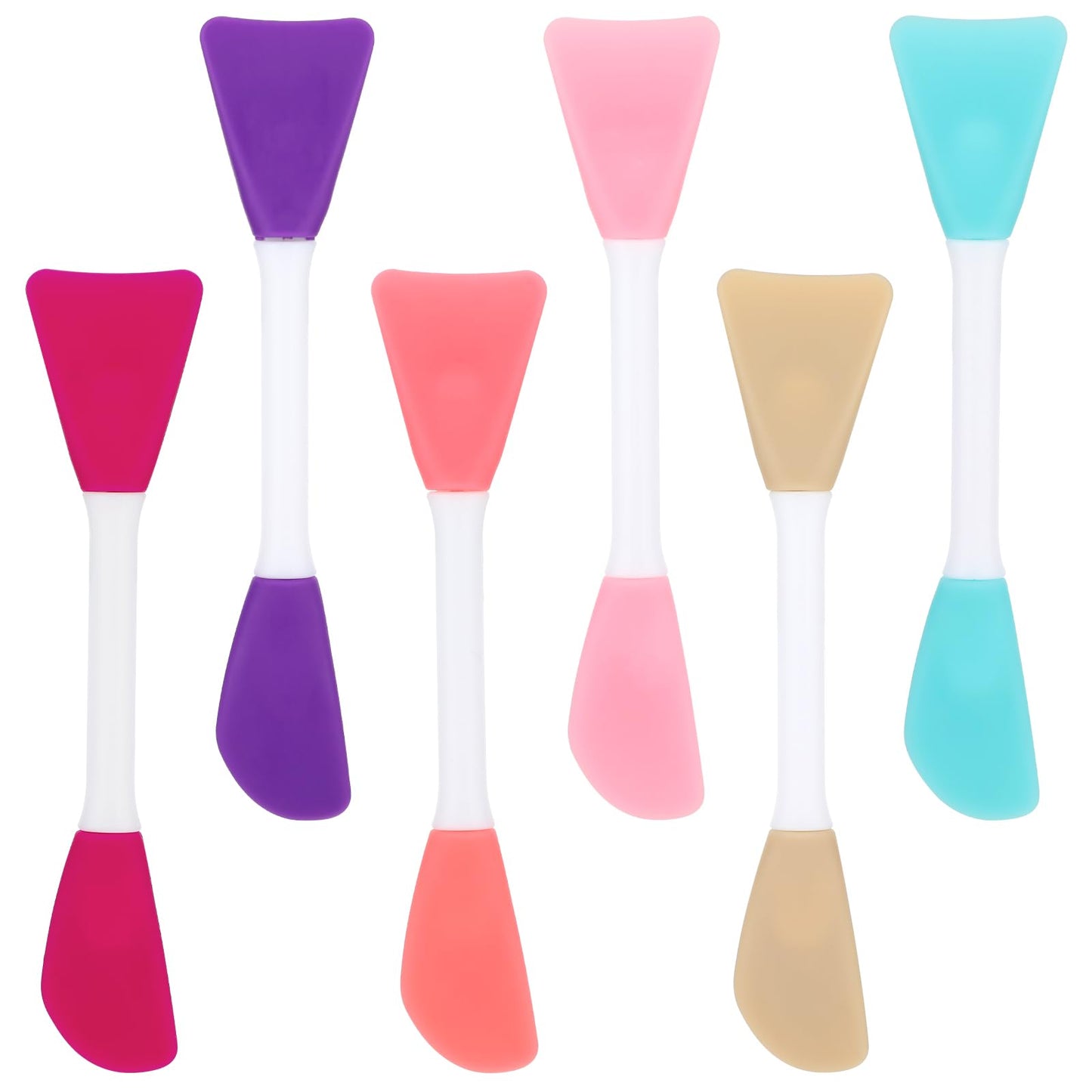 6PCS Face Mask Brush Applicator Silicone Double-End Reusable Facial Mud Mixing Spatula Soft Makeup Beauty Mask Applicator Tool for Apply Skincare Cream,Lotion, Gel, Cosmetic Foundation(6colors)