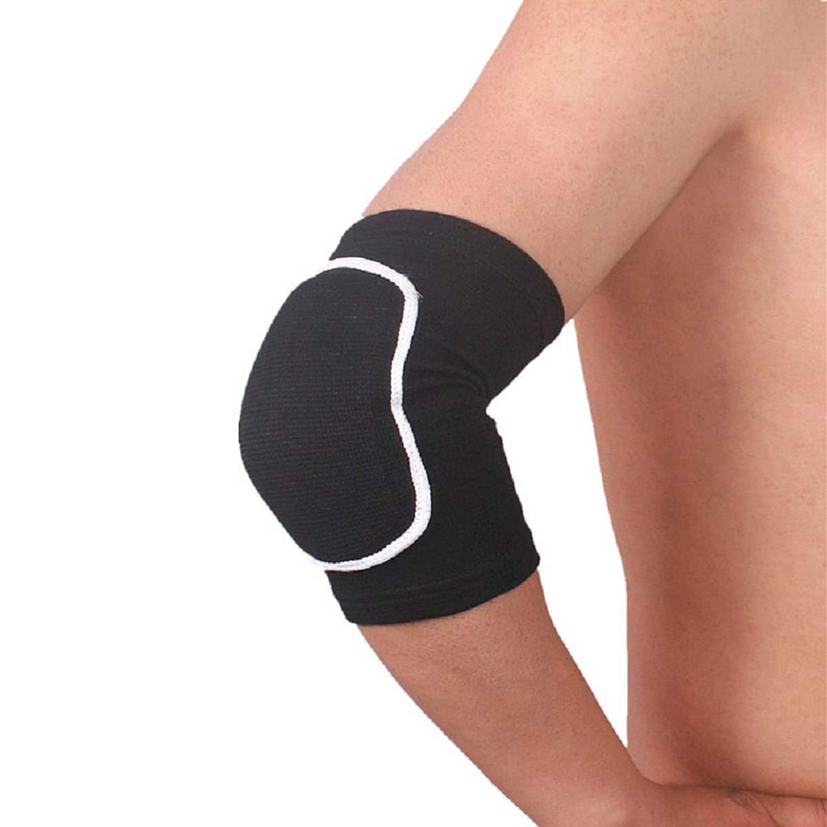 Xinjoduz 1 Pair of Elbow Pads Volleyball, Compression Elbow Sleeve Protective Knee Pads Arm Brace Support for Football Basketball Sports(Black)