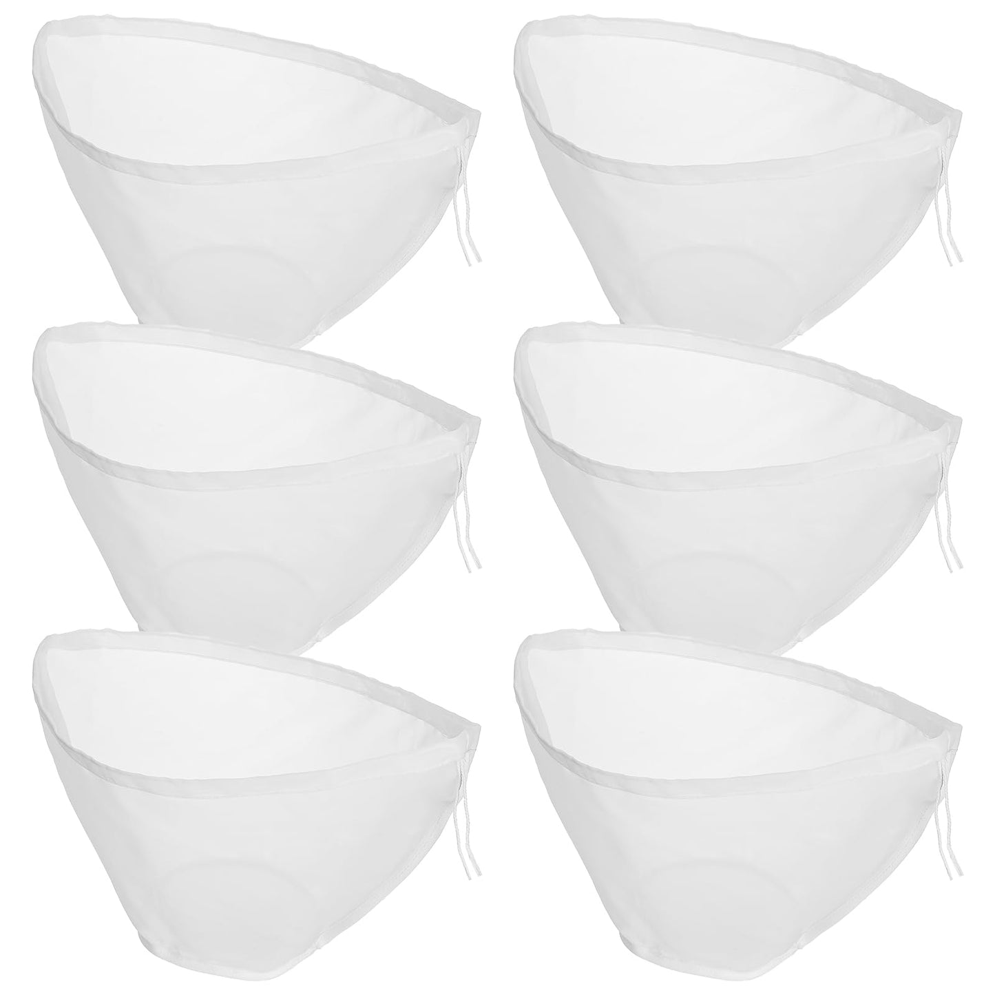 Nogeqi Pack of 6 Nut Milk Bags 38 x 16 cm Straining Cloth Reusable Straining Cloth Washable Nylon Filter Bag Cheese Cloth with Drawstring for Organic Plant Milk Cheese Vegetable Juice Coffee