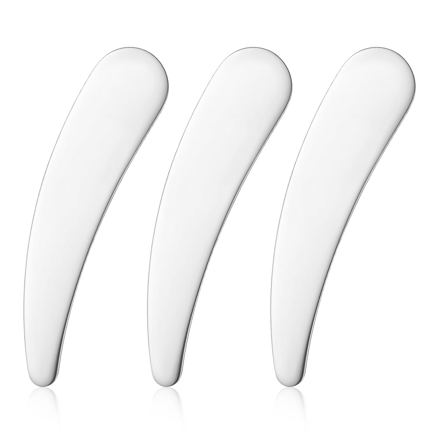 3 PCS Mini Metal Makeup Spatula, Skin Care Reusable Cosmetic Cream Spatulas Spoon for Mixing and Sampling Face Skin Care Creams, Eye Cream, Essences Beauty Accessories Tools (Sliver)
