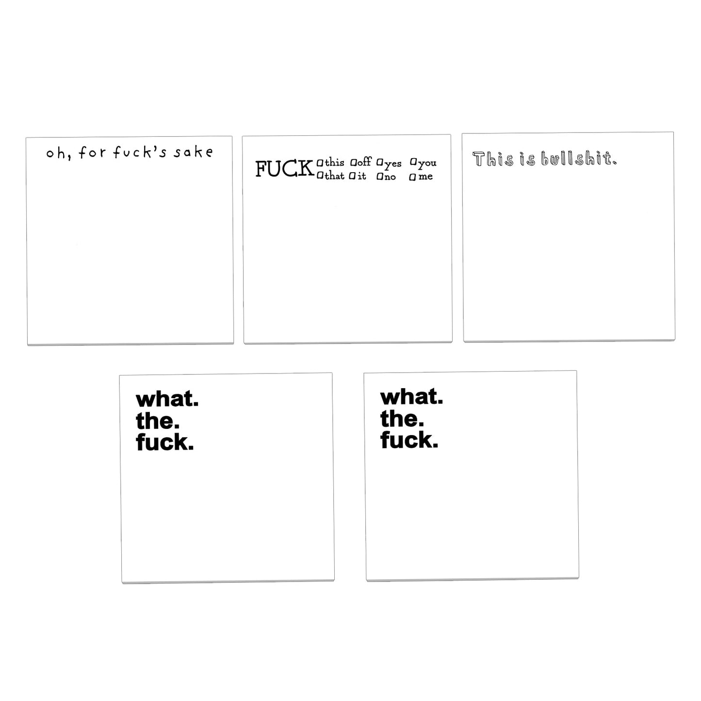 5Pcs Funny Sticky Notes for Work, 3x3 Inches White Sarcastic Self Adhesive Notepads, Novelty Memo Pads Sticky Note for Office Coworker Friends Vulgarity Gifts Employee Appreciation Supplies